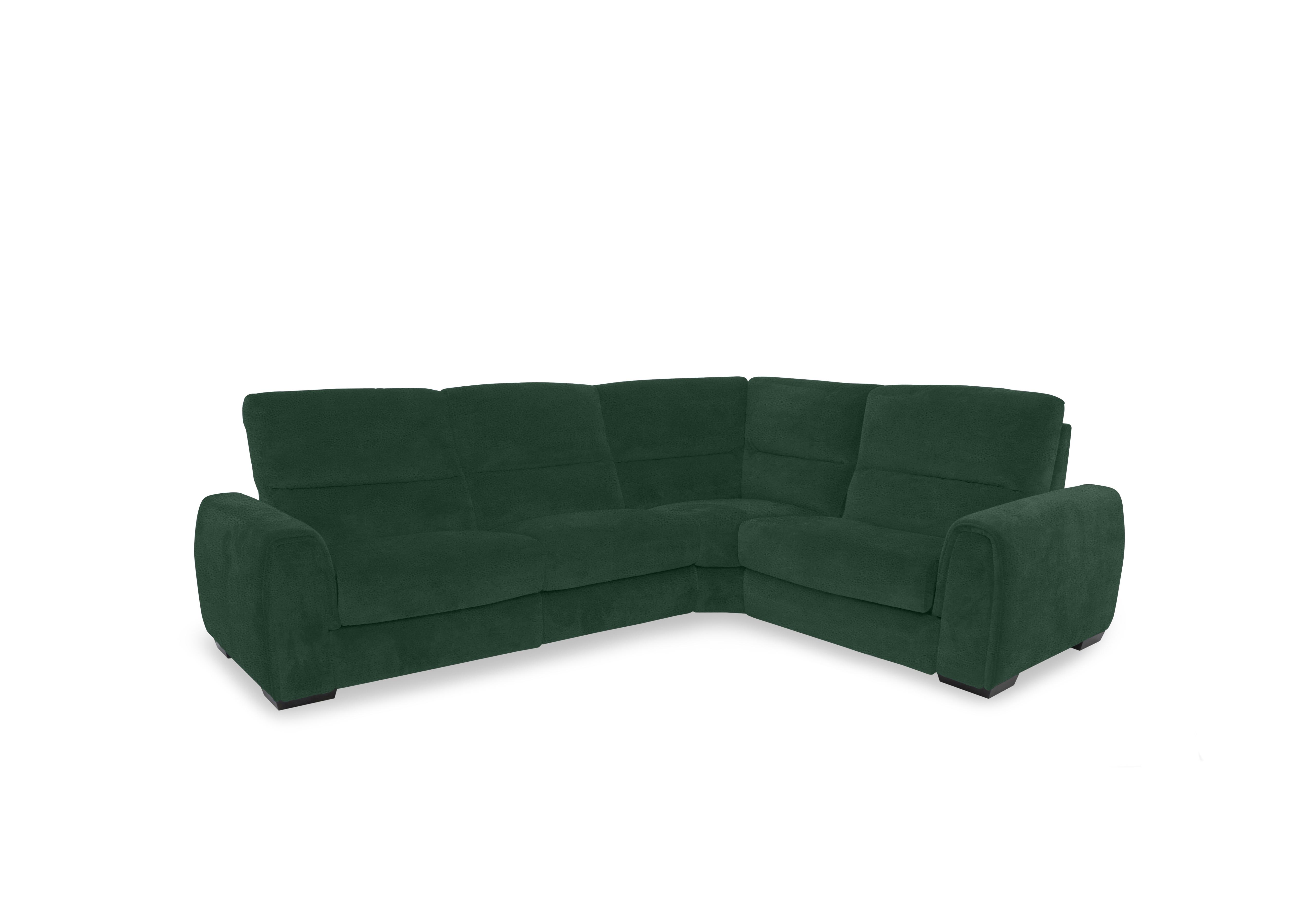 Flex Fabric Small Corner Sofa Bed with Power Recliner and Storage Arms in Fab-Meg-R37 Emerald Green on Furniture Village