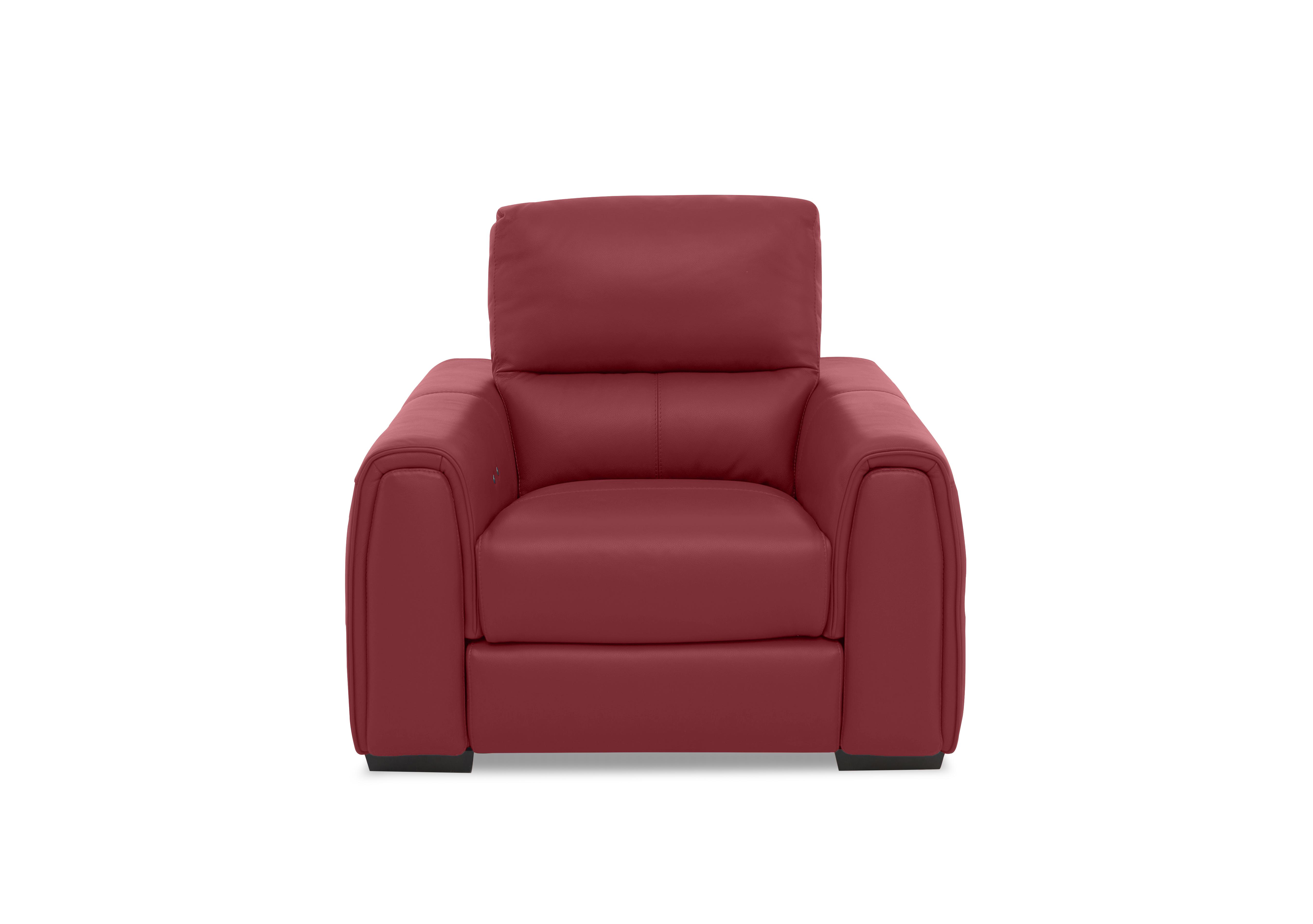 Flex Leather Power Recliner Armchair with Storage Arms in Bv-0008 Pure Red on Furniture Village