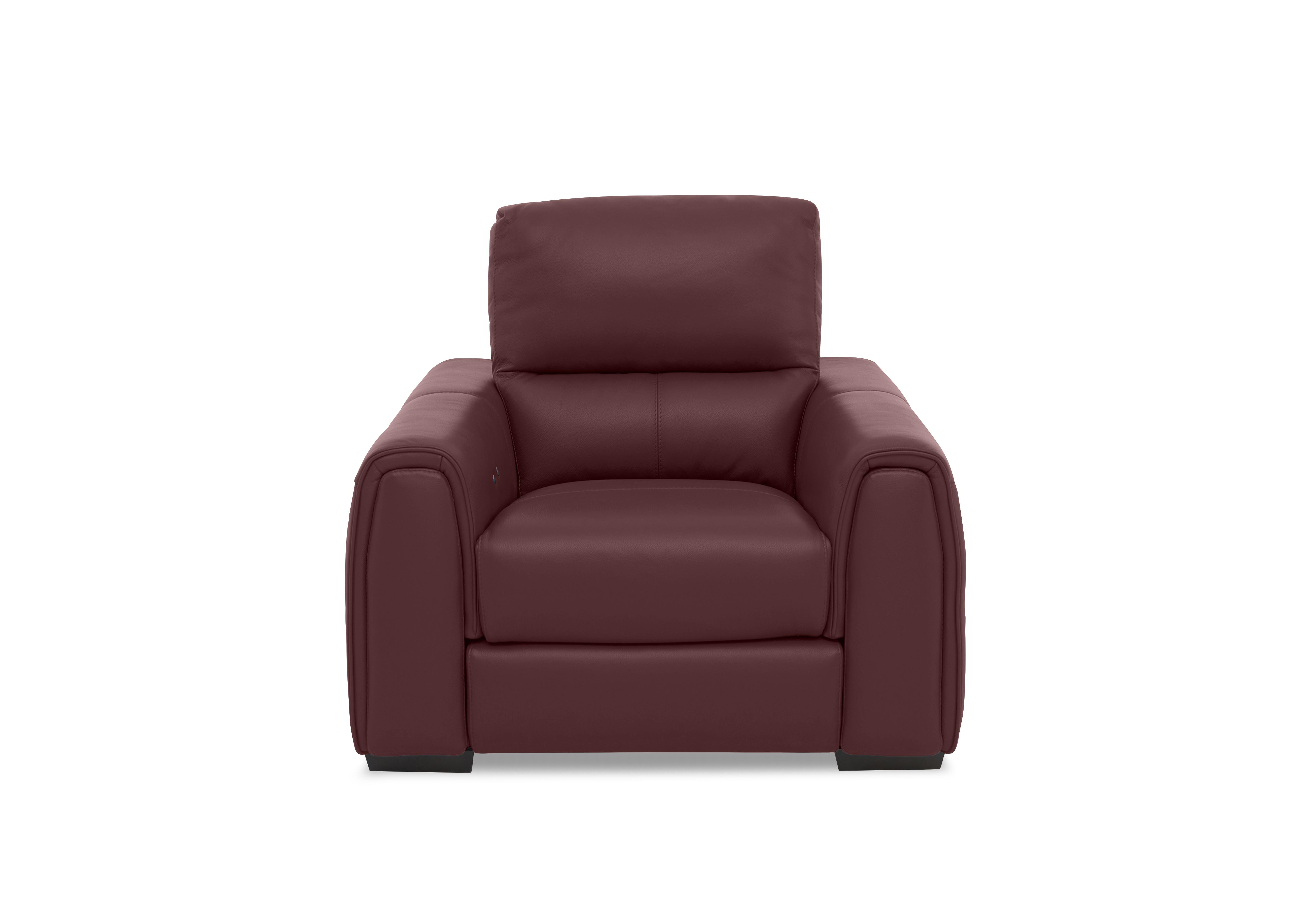 Flex Leather Power Recliner Armchair with Storage Arms in Bv-035c Deep Red on Furniture Village