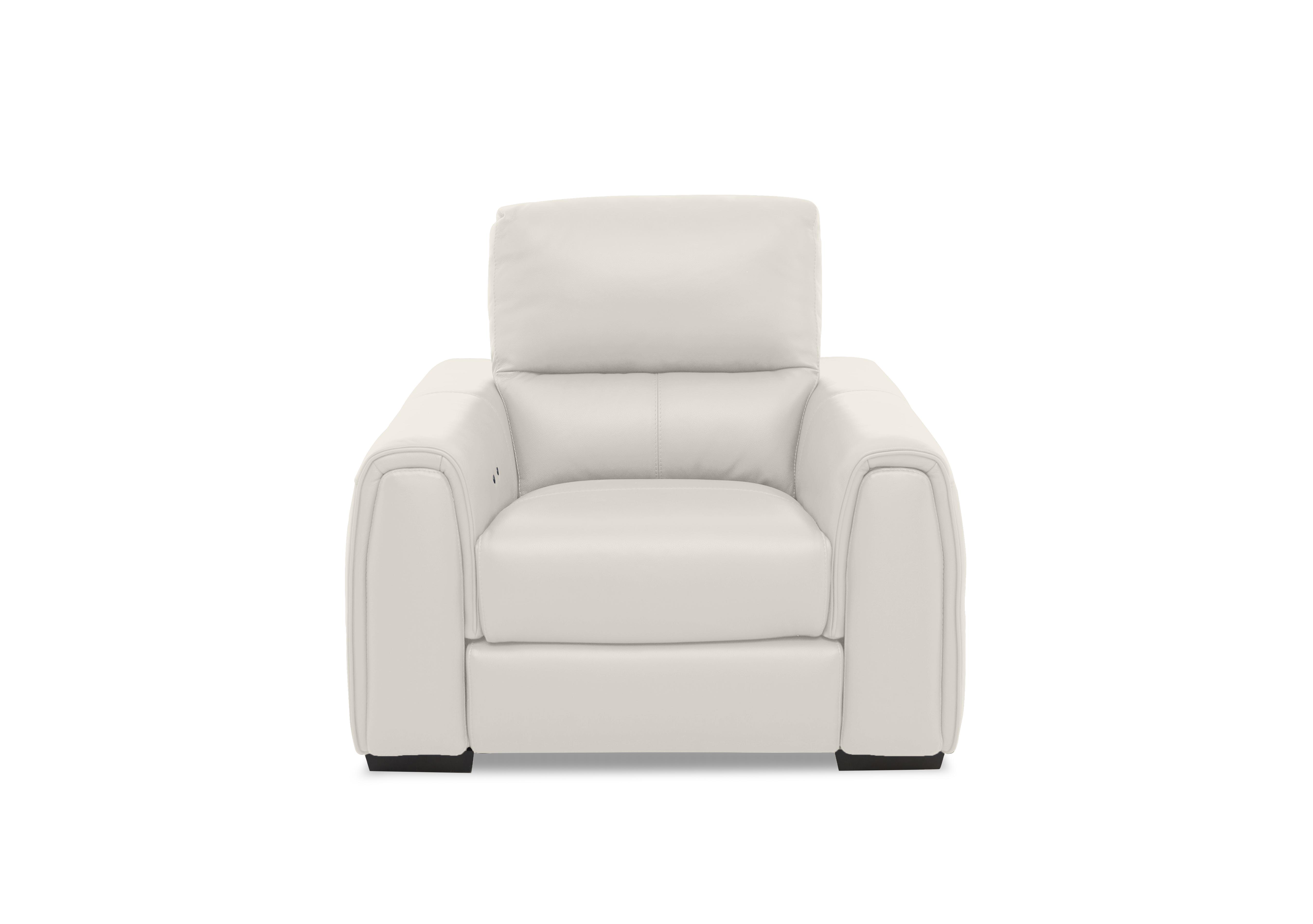 Flex Leather Power Recliner Armchair with Storage Arms in Bv-156e Frost on Furniture Village