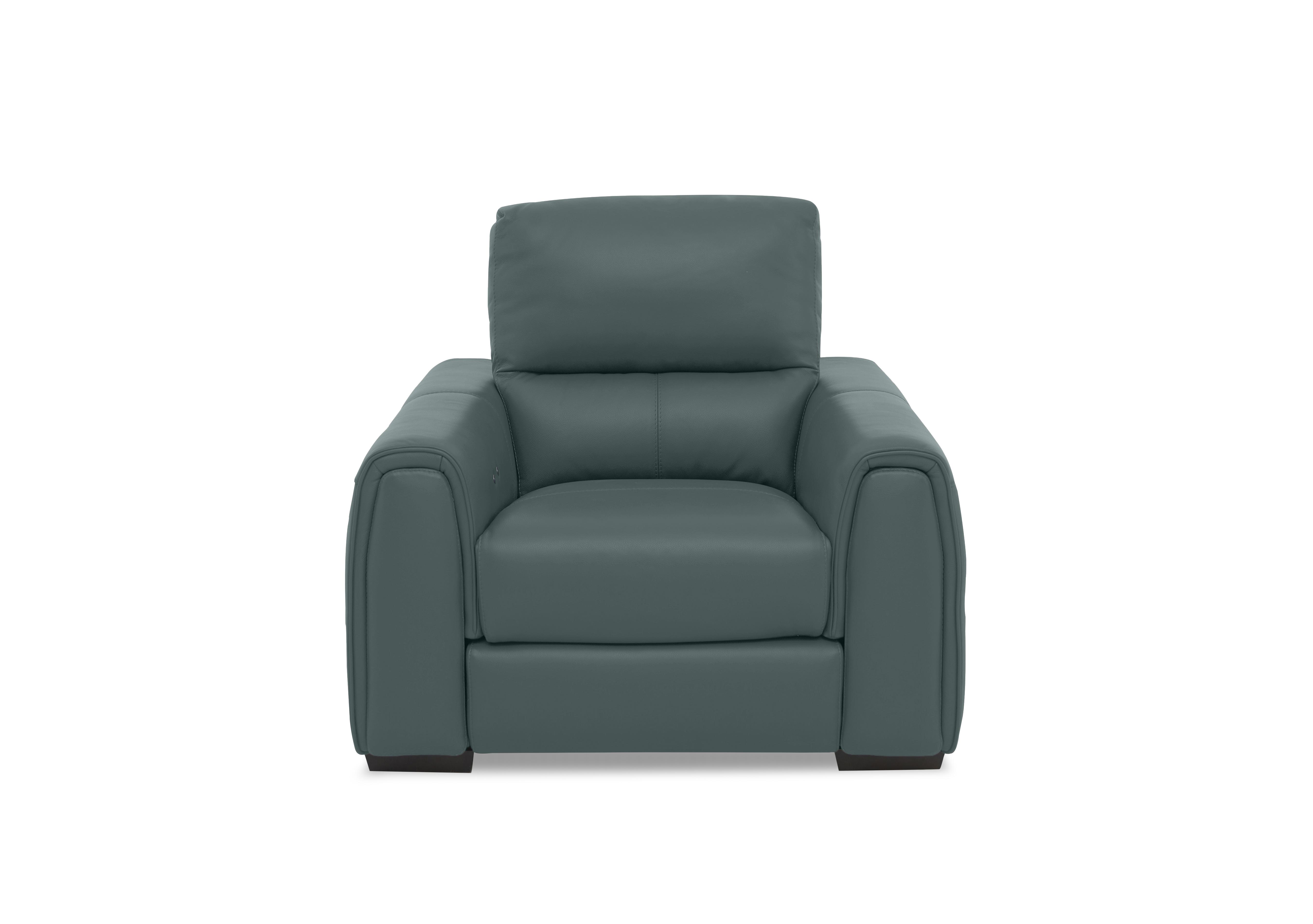 Flex Leather Power Recliner Armchair with Storage Arms in Bv-301e Lake Green on Furniture Village