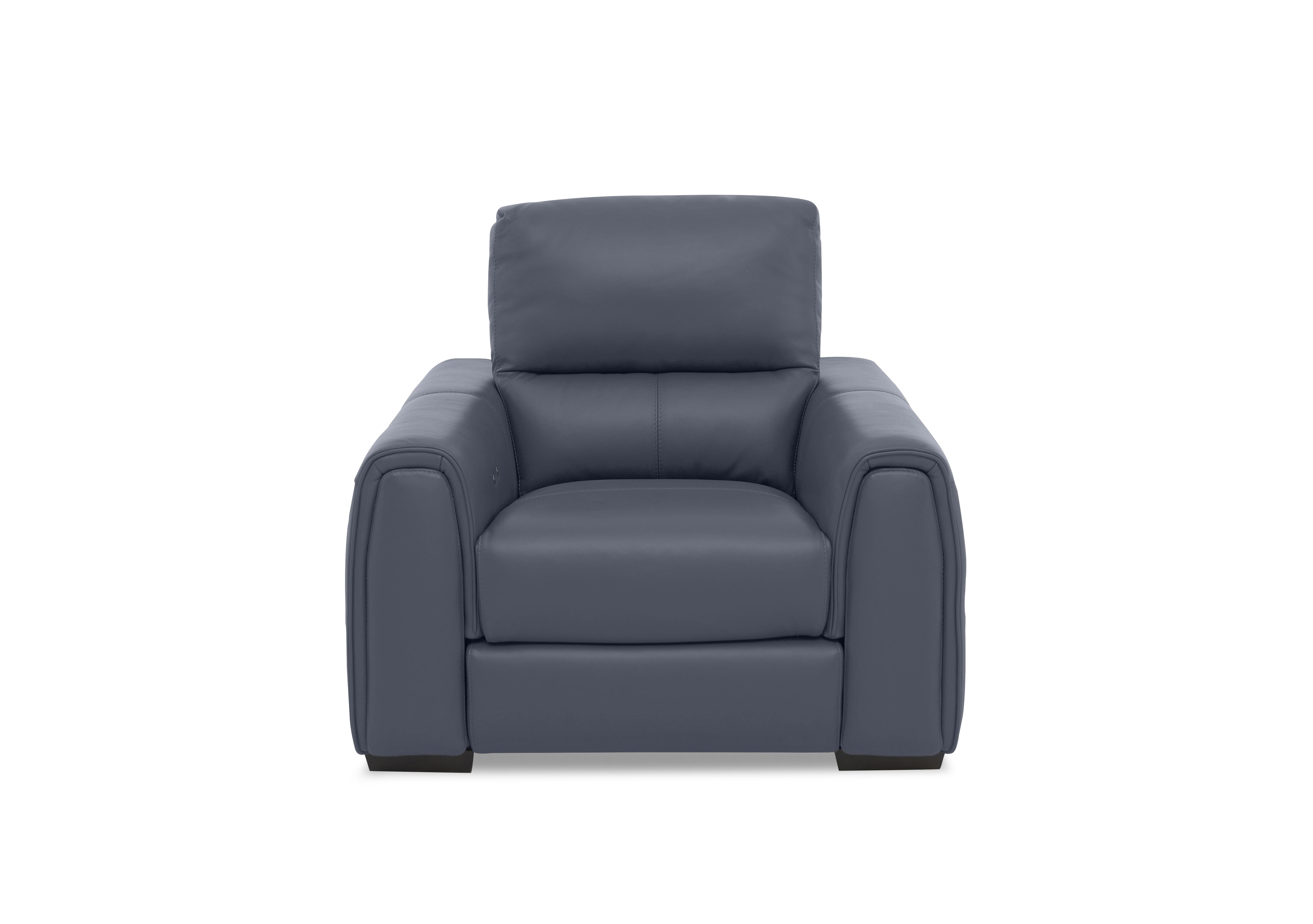 Flex Leather Power Recliner Armchair with Storage Arms in Nc-313e Ocean Blue on Furniture Village