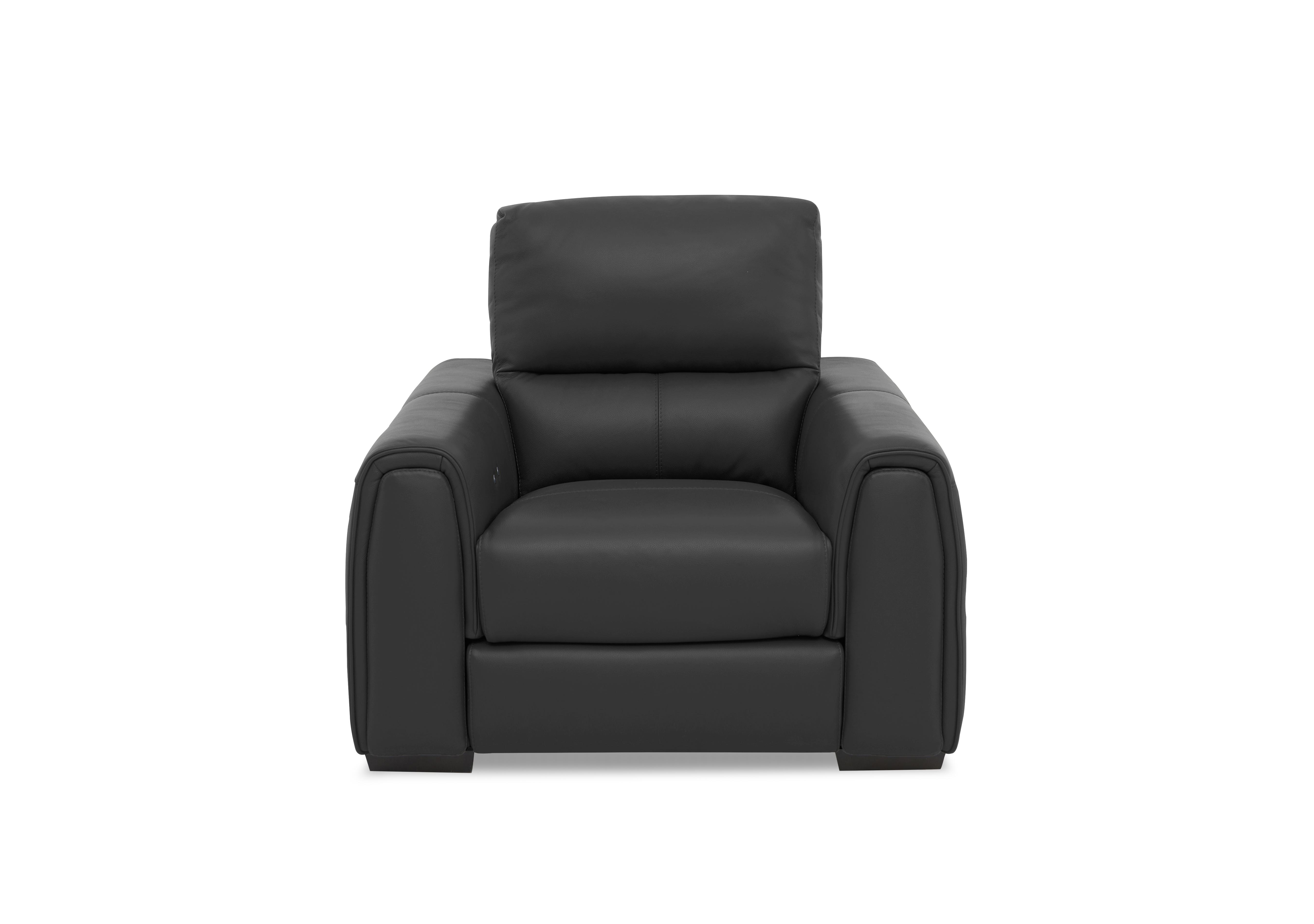 Flex Leather Power Recliner Armchair with Storage Arms in Bv-3500 Classic Black on Furniture Village
