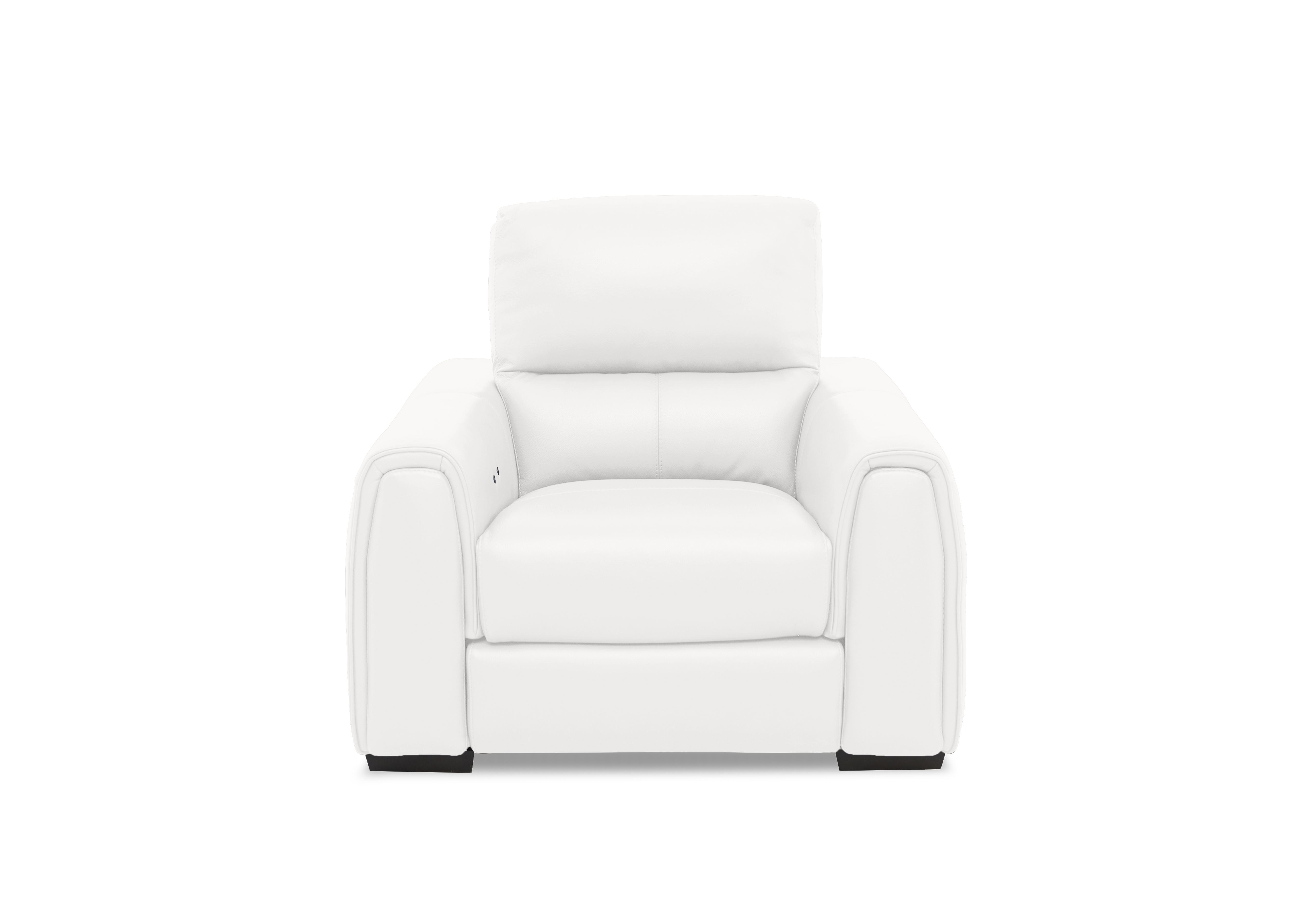 Flex Leather Power Recliner Armchair with Storage Arms in Bv-744d Star White on Furniture Village