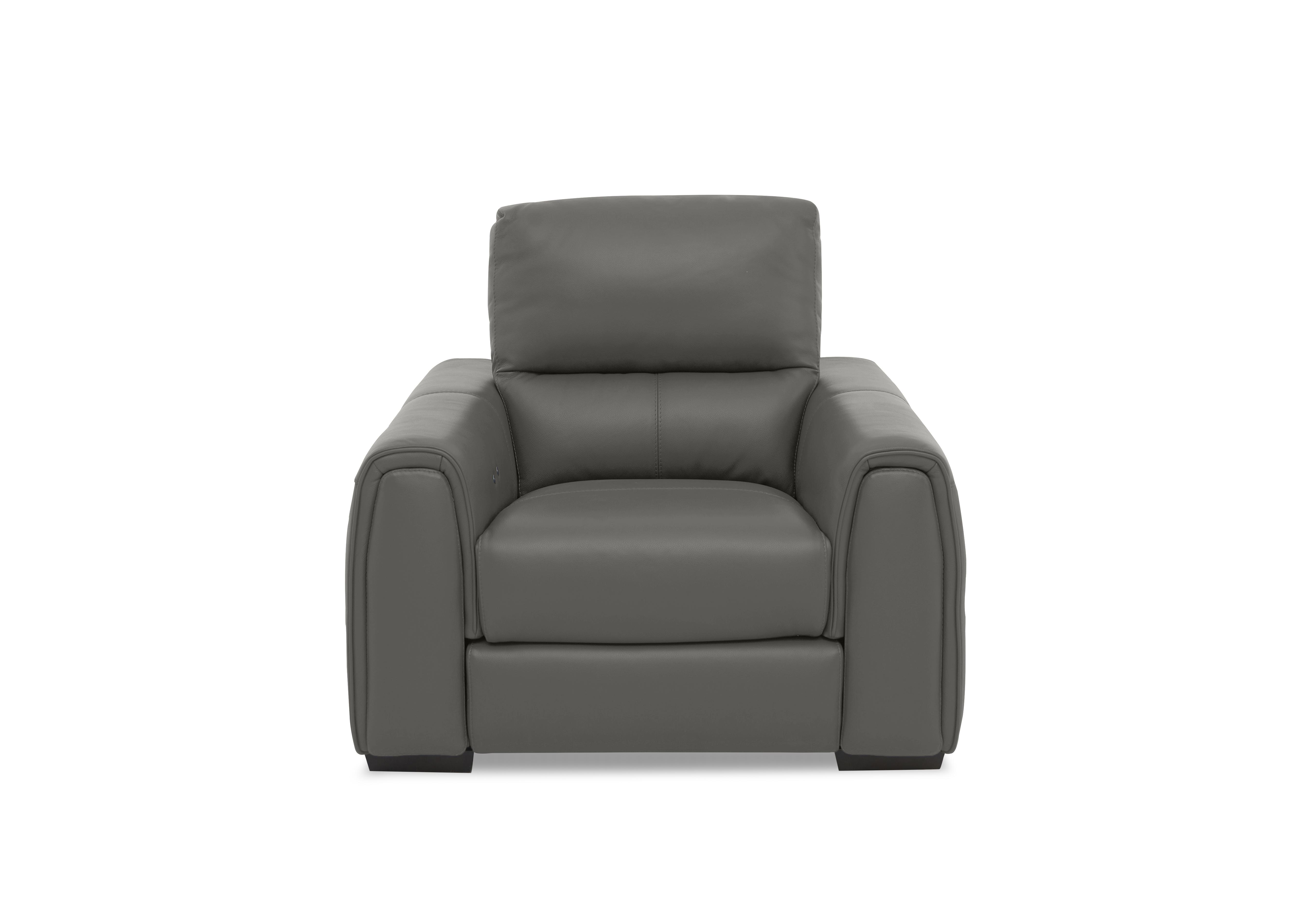 Flex Leather Power Recliner Armchair with Storage Arms in Nc-088e Charcoal Grey on Furniture Village