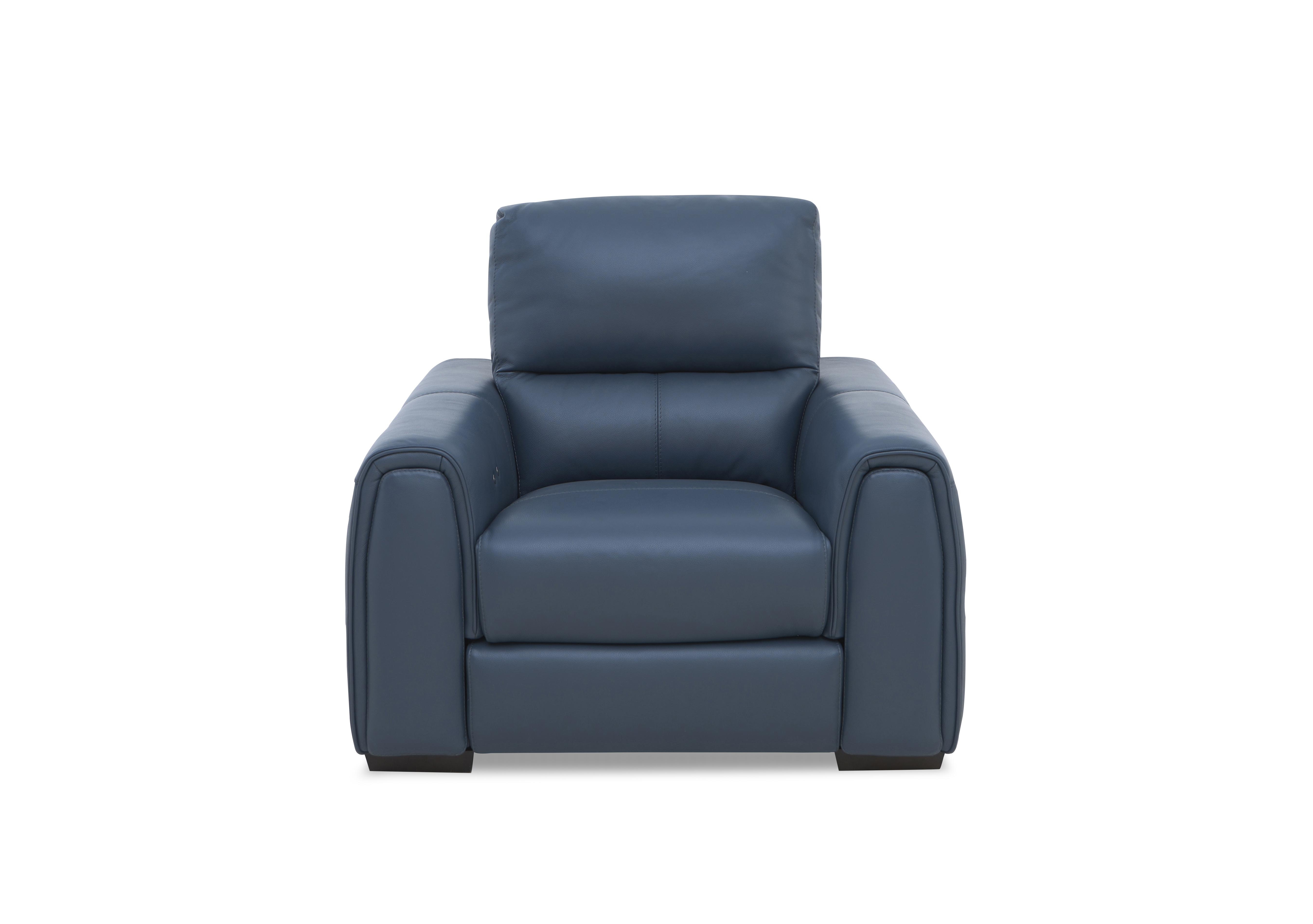 Flex Leather Power Recliner Armchair with Storage Arms in Nc-313e Ocean Blue on Furniture Village