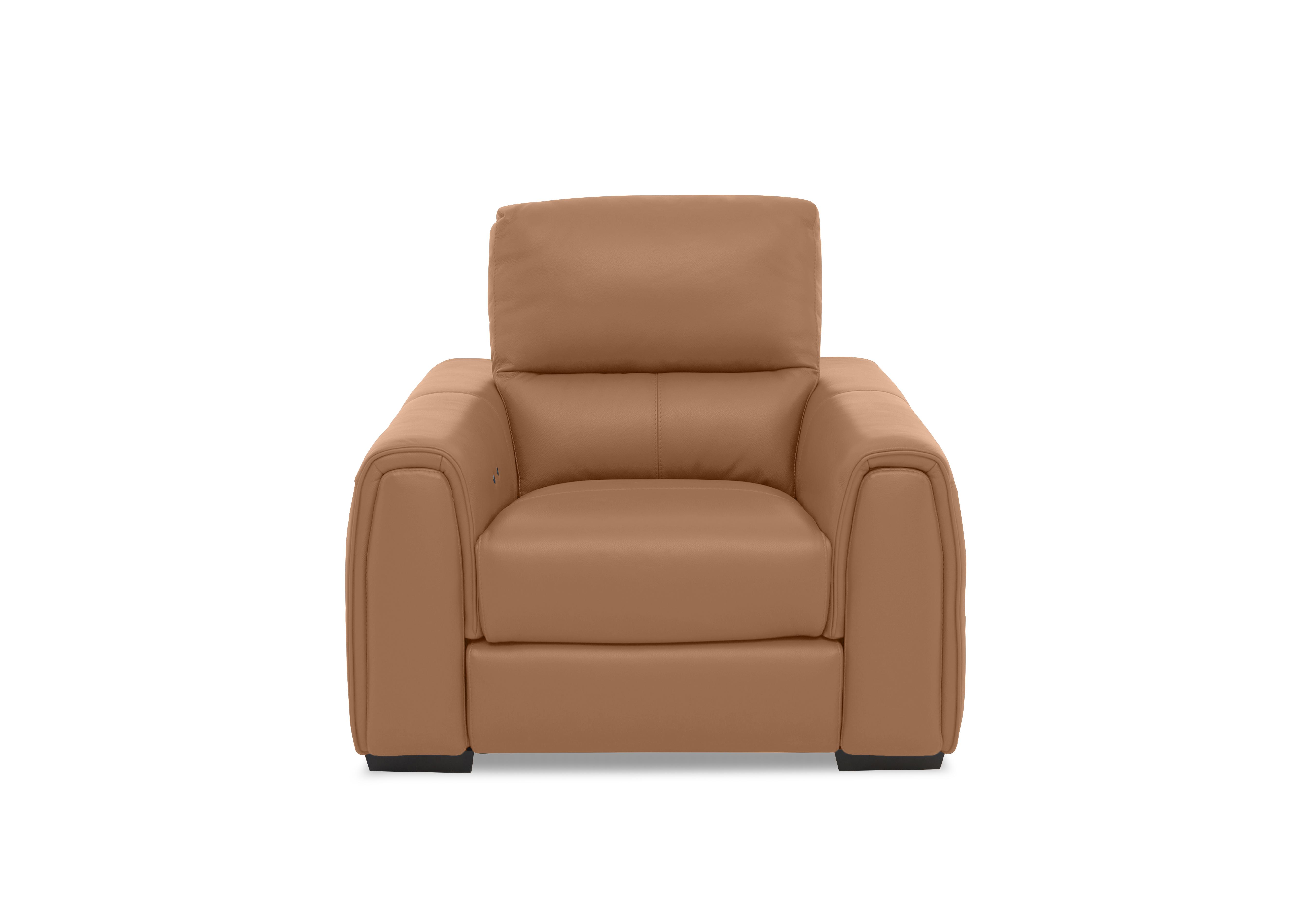 Flex Leather Power Recliner Armchair with Storage Arms in Nc-334e Pecan Brown on Furniture Village