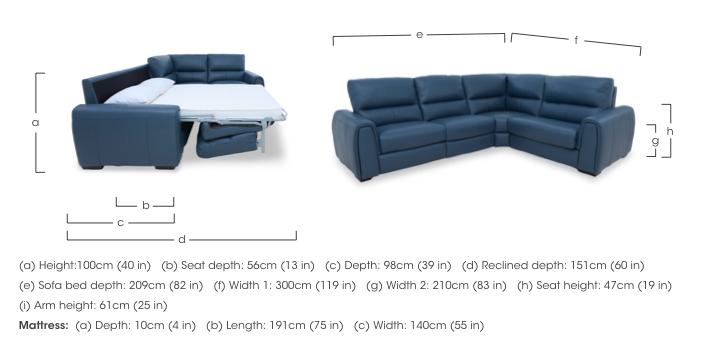 Flex Leather Small Corner Sofa Bed with Power Recliner and Storage Arms in  on Furniture Village