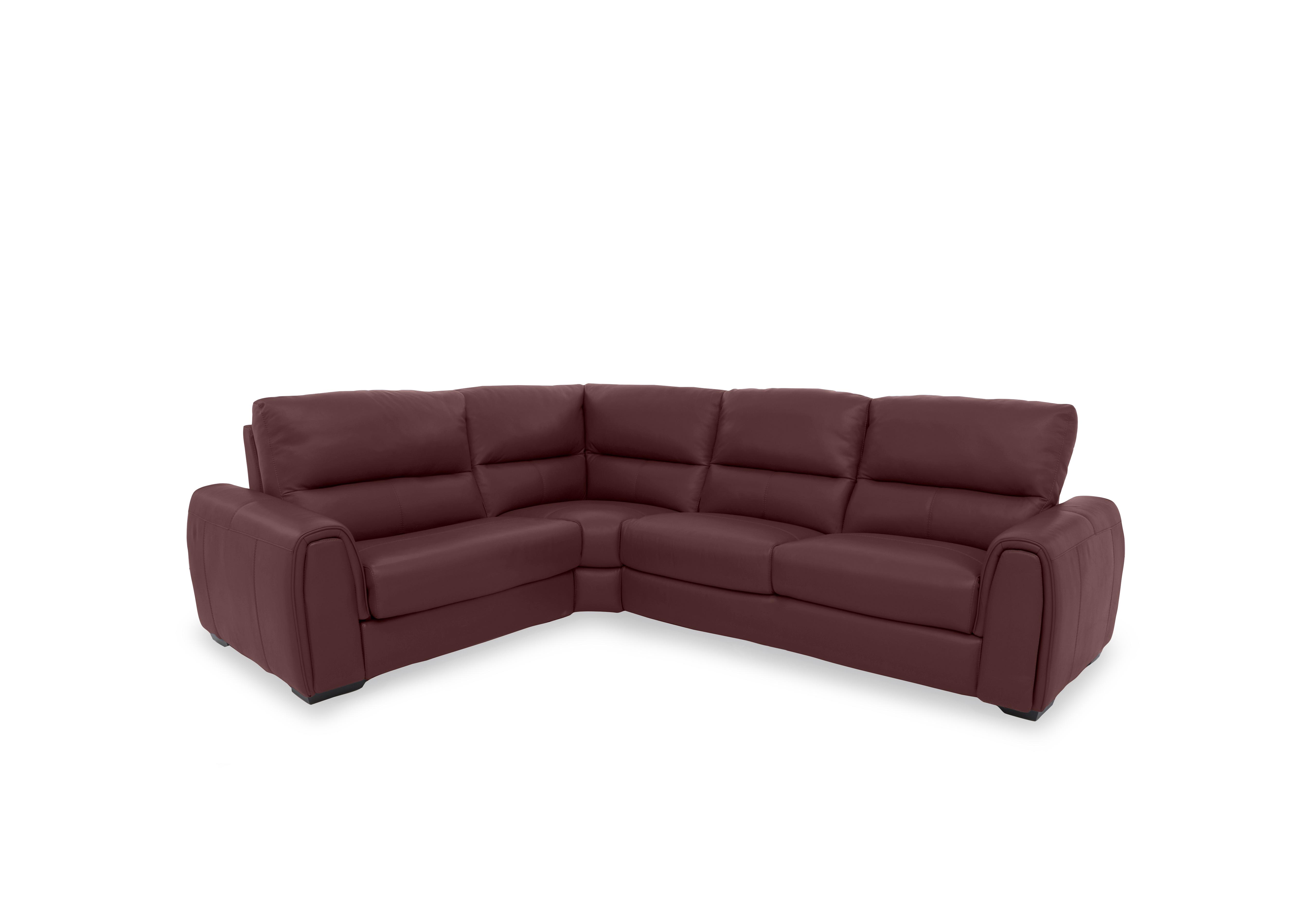 Flex Leather Small Corner Sofa Bed with Power Recliner and Storage Arms in Nc-035c Deep Red on Furniture Village