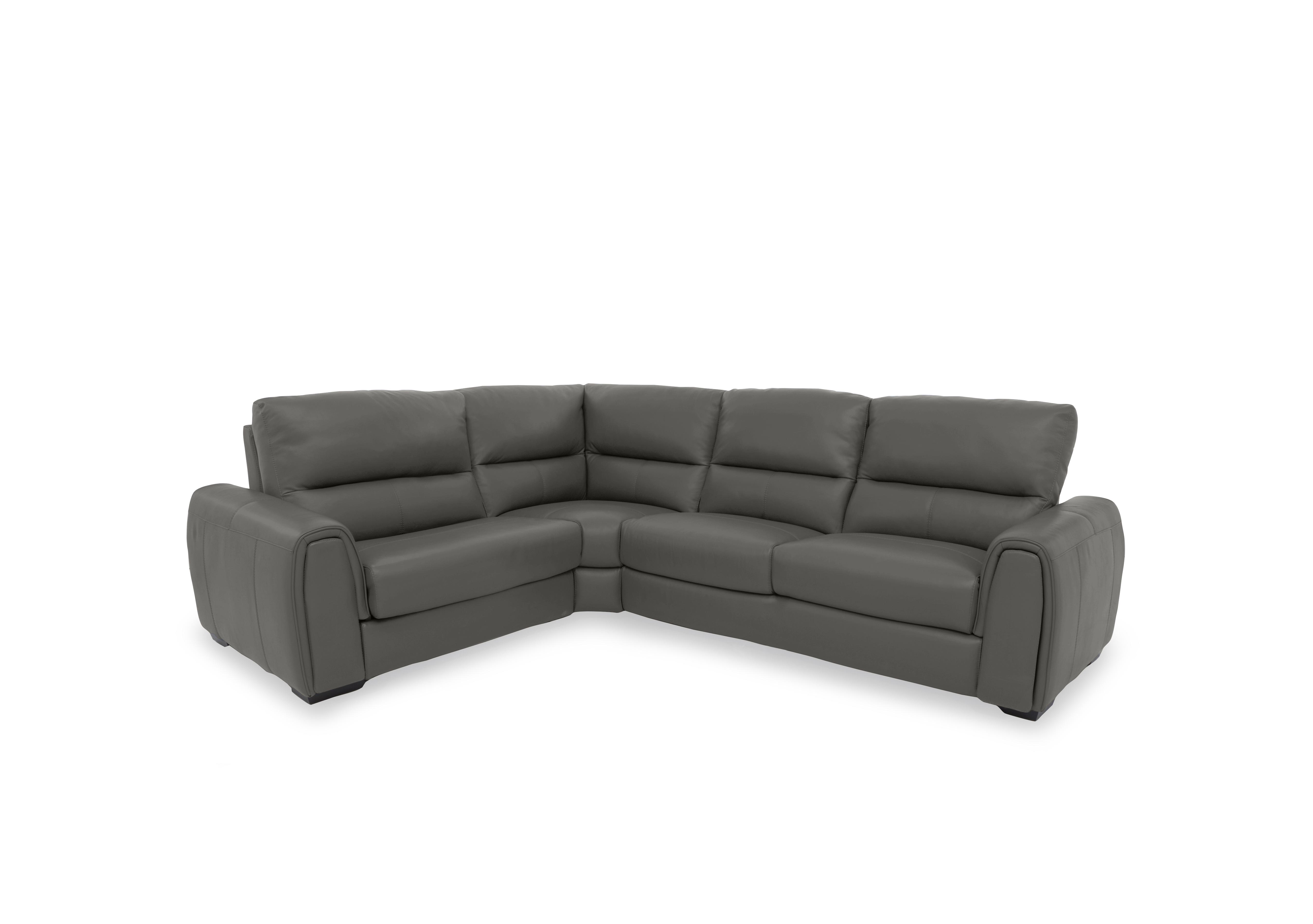 Flex Leather Small Corner Sofa Bed with Power Recliner and Storage Arms in Nc-088e Charcoal Grey on Furniture Village