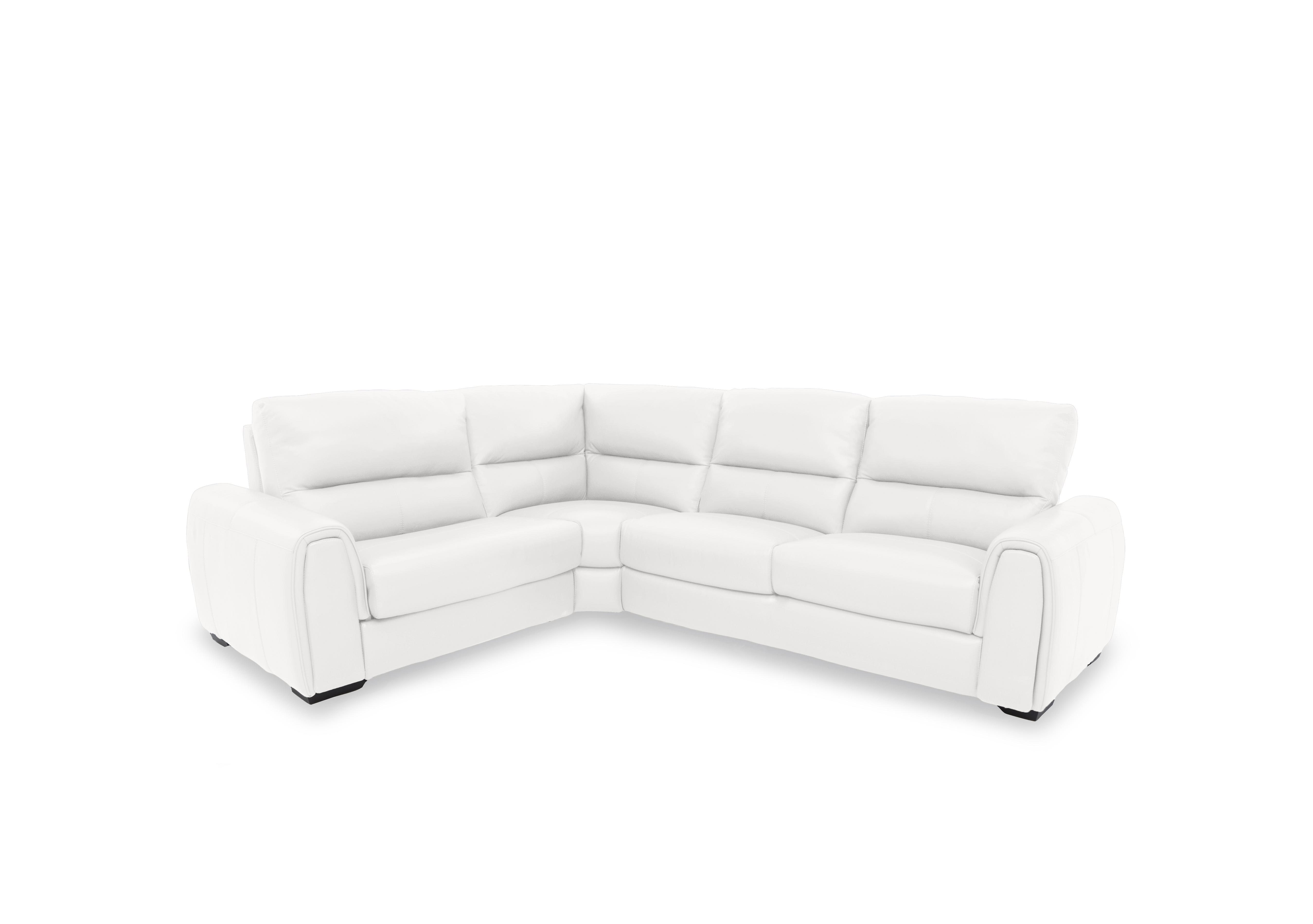 Flex Leather Small Corner Sofa Bed with Power Recliner and Storage Arms in Nc-744d Star White on Furniture Village