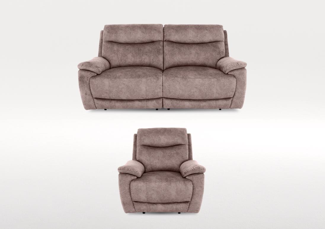 Sloane 3 Seater Fabric Power Recliner Sofa and Fabric Power Recliner Armchair Set in Marble Charcoal Grey 18175 on Furniture Village