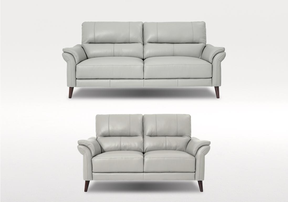 Winner 3 Seater Leather Sofa and 2 Seater Leather Sofa Bundle in Oslo Cat-40/27 Light Grey on Furniture Village