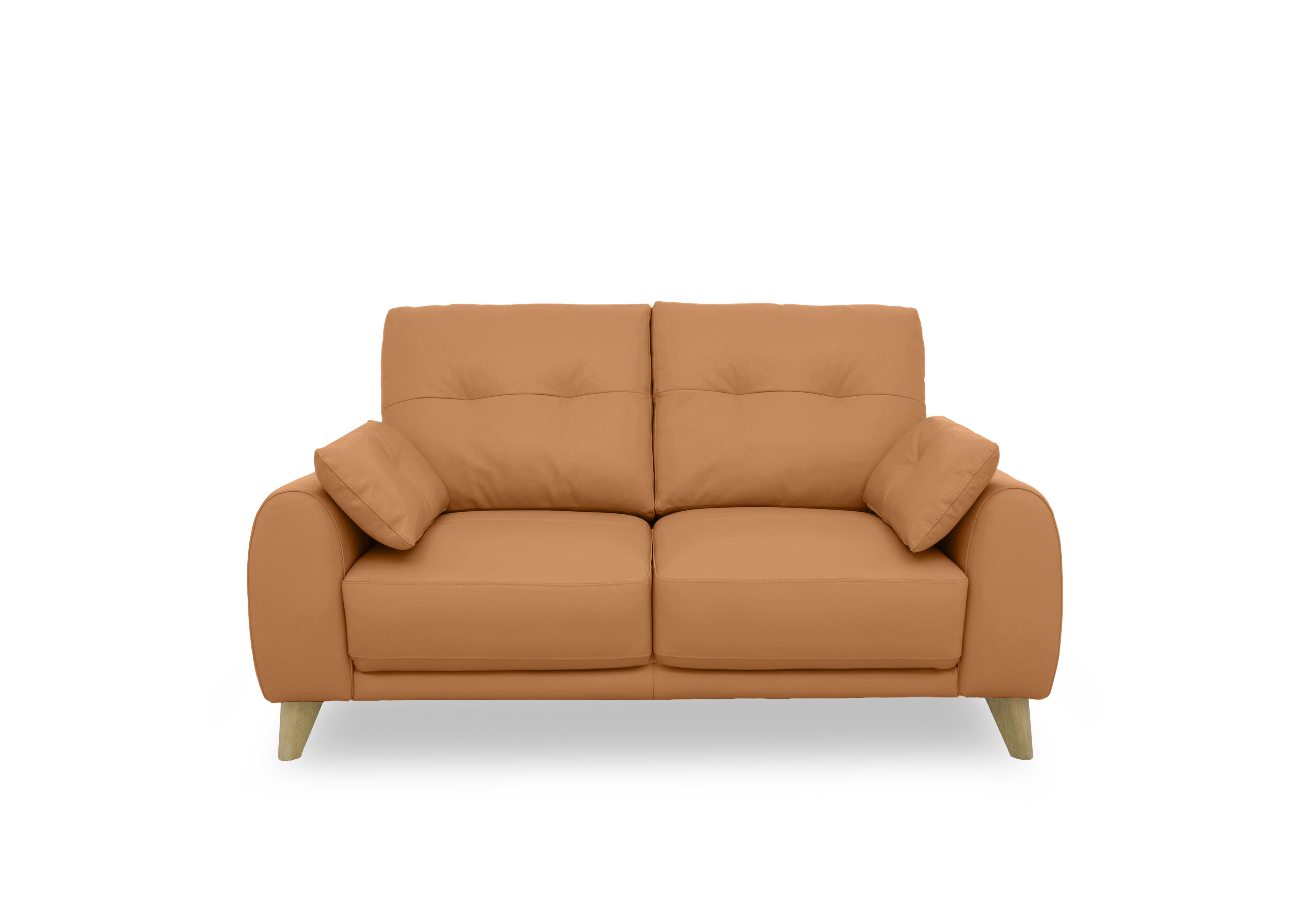Malmo Leather 2 Seater Sofa in Bv-335e Honey Yellow on Furniture Village