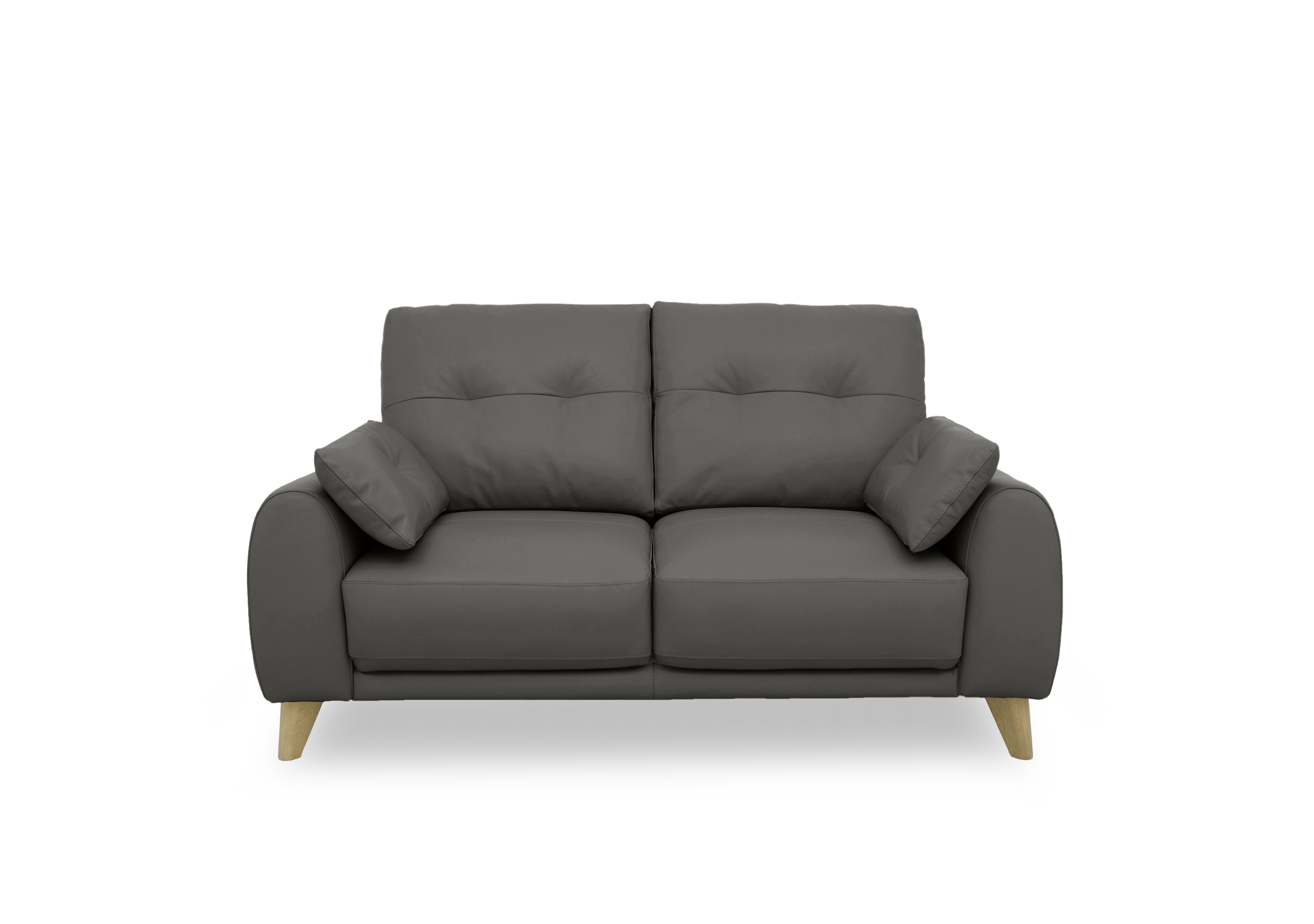 Malmo Leather 2 Seater Sofa in Nc-088e Charcoal Grey on Furniture Village