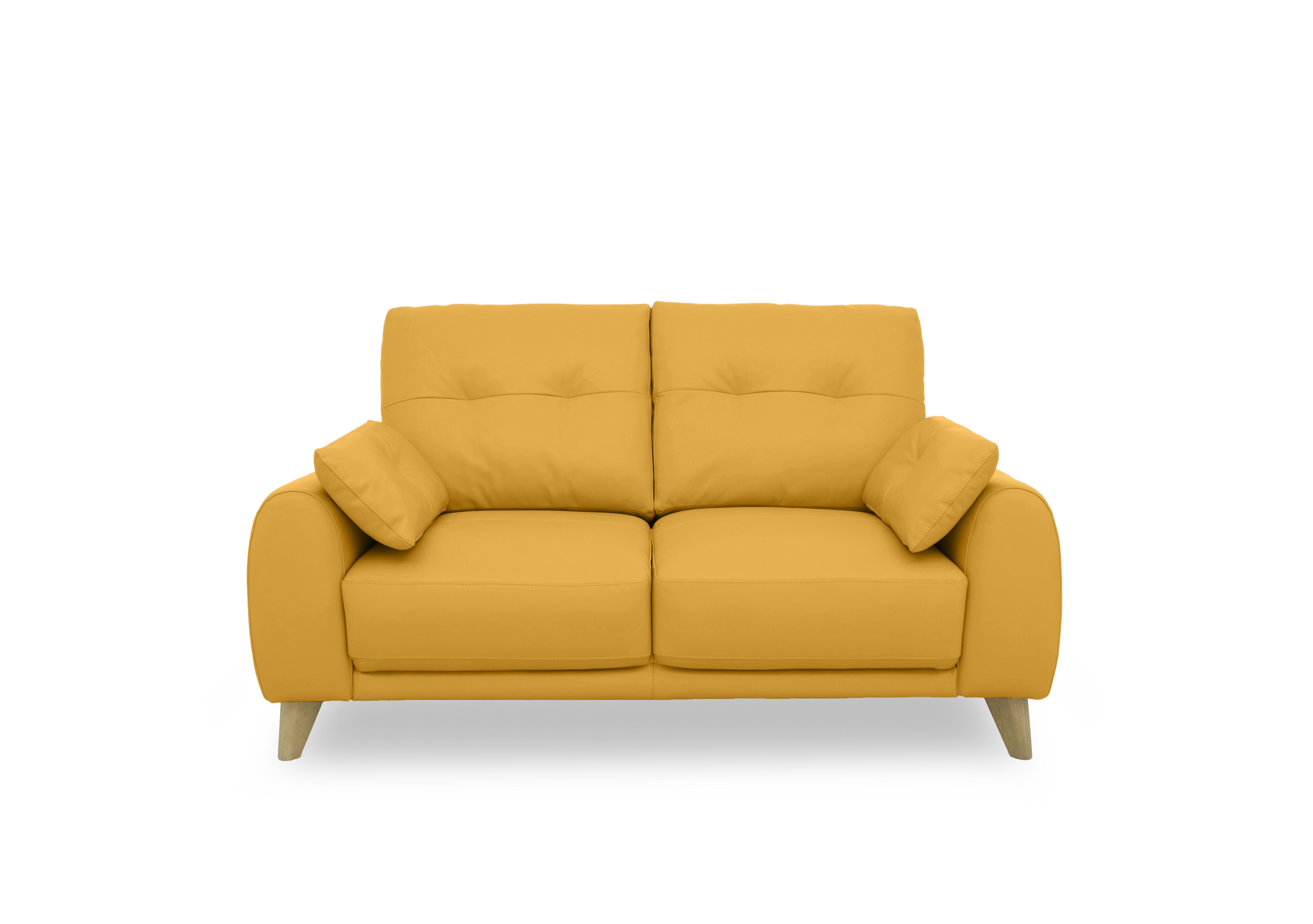 Malmo Leather 2 Seater Sofa in Nc-303e Sunflower on Furniture Village