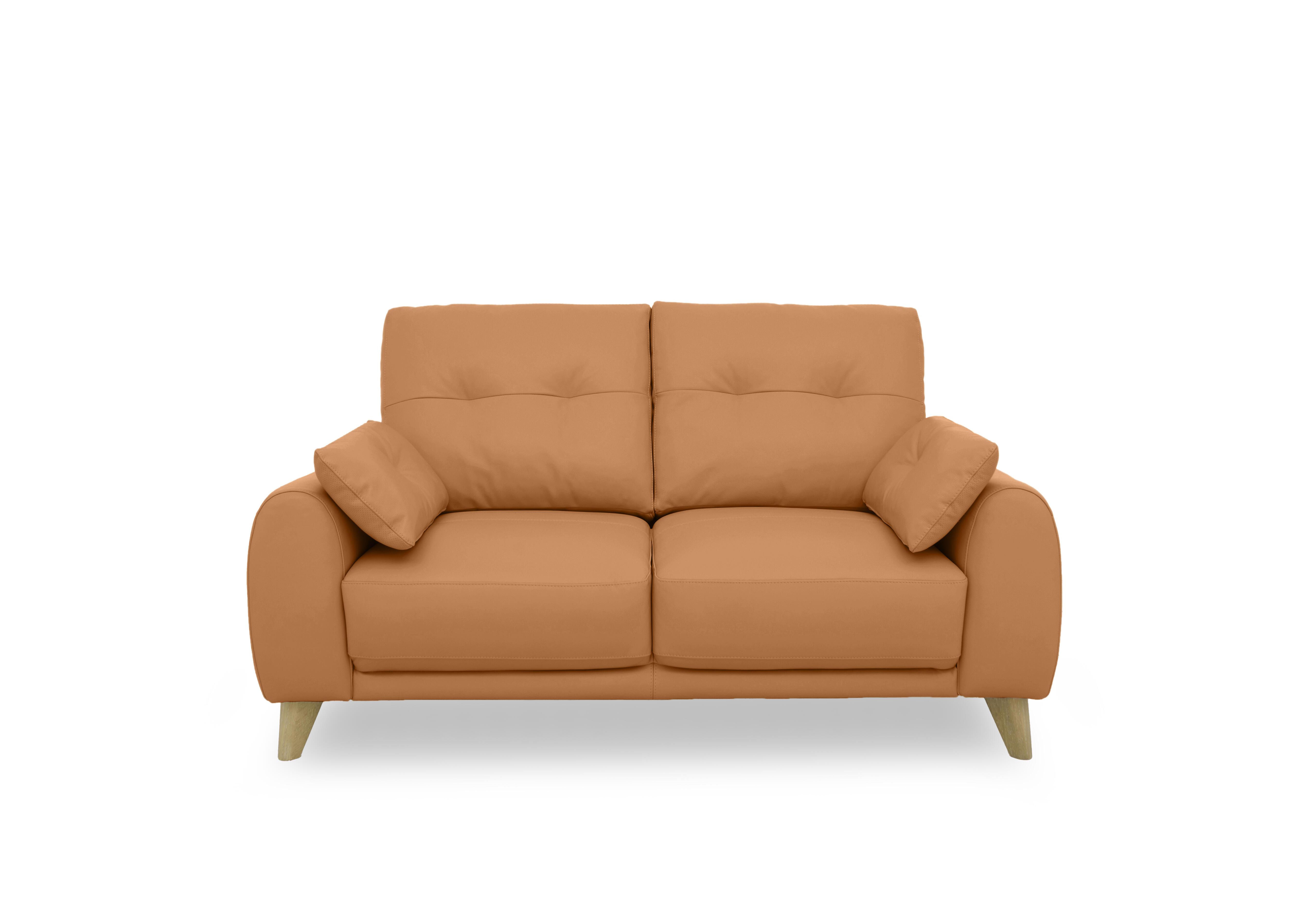 Malmo Leather 2 Seater Sofa in Nc-335e Honey Yellow on Furniture Village