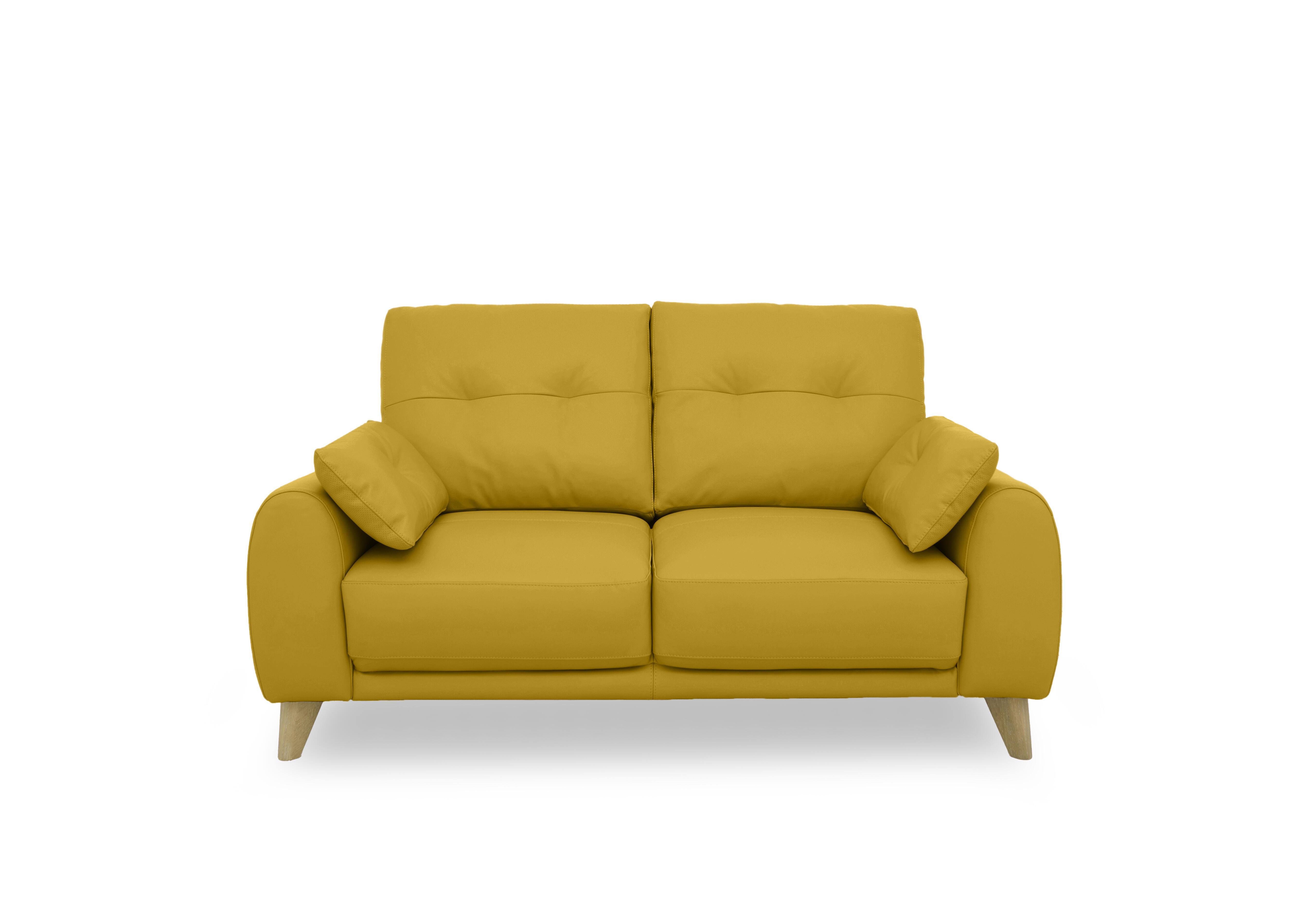 Malmo Leather 2 Seater Sofa in Nw-663e Yellow on Furniture Village