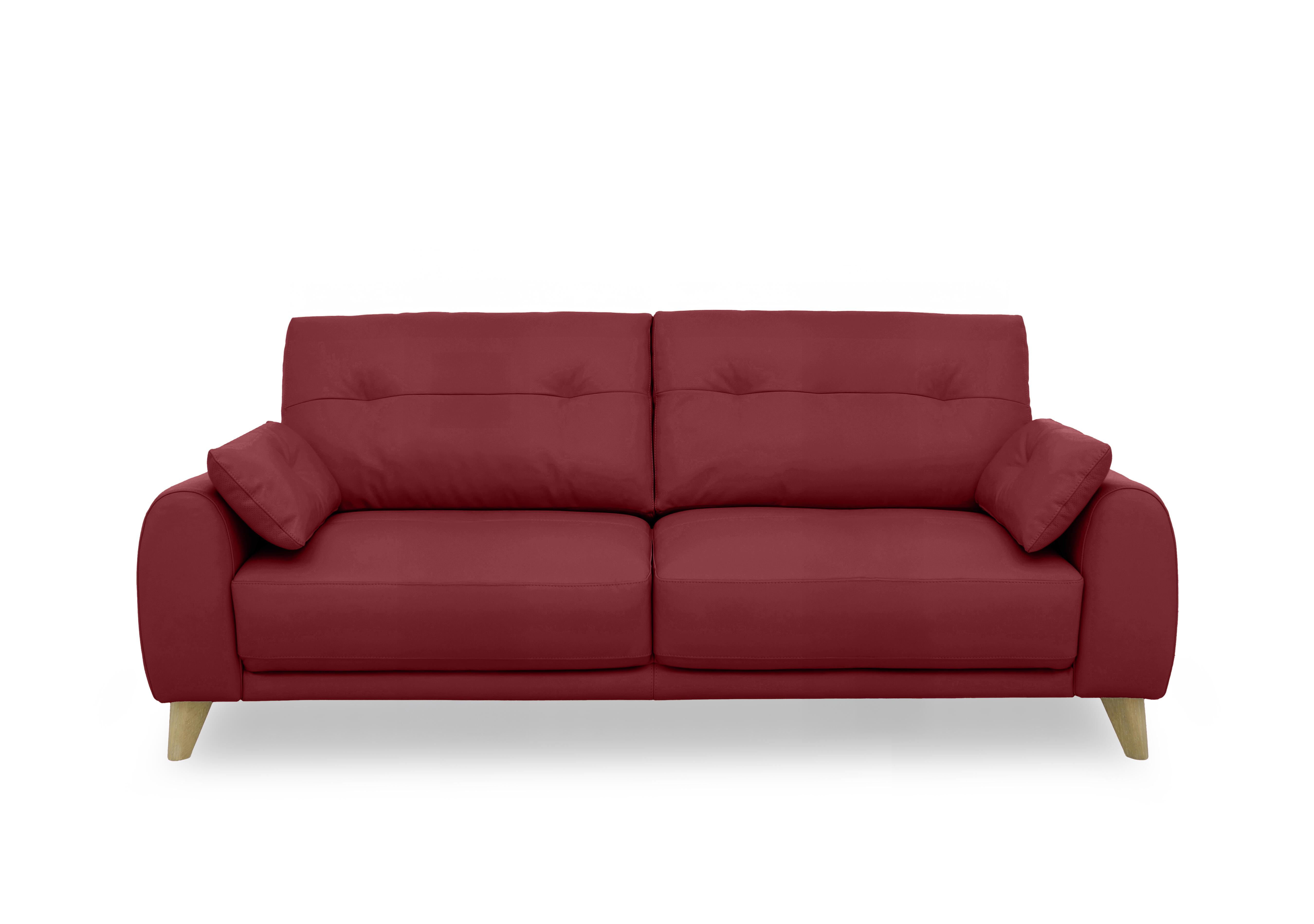 Malmo Leather 3 Seater Sofa in Bv-0008 Pure Red on Furniture Village