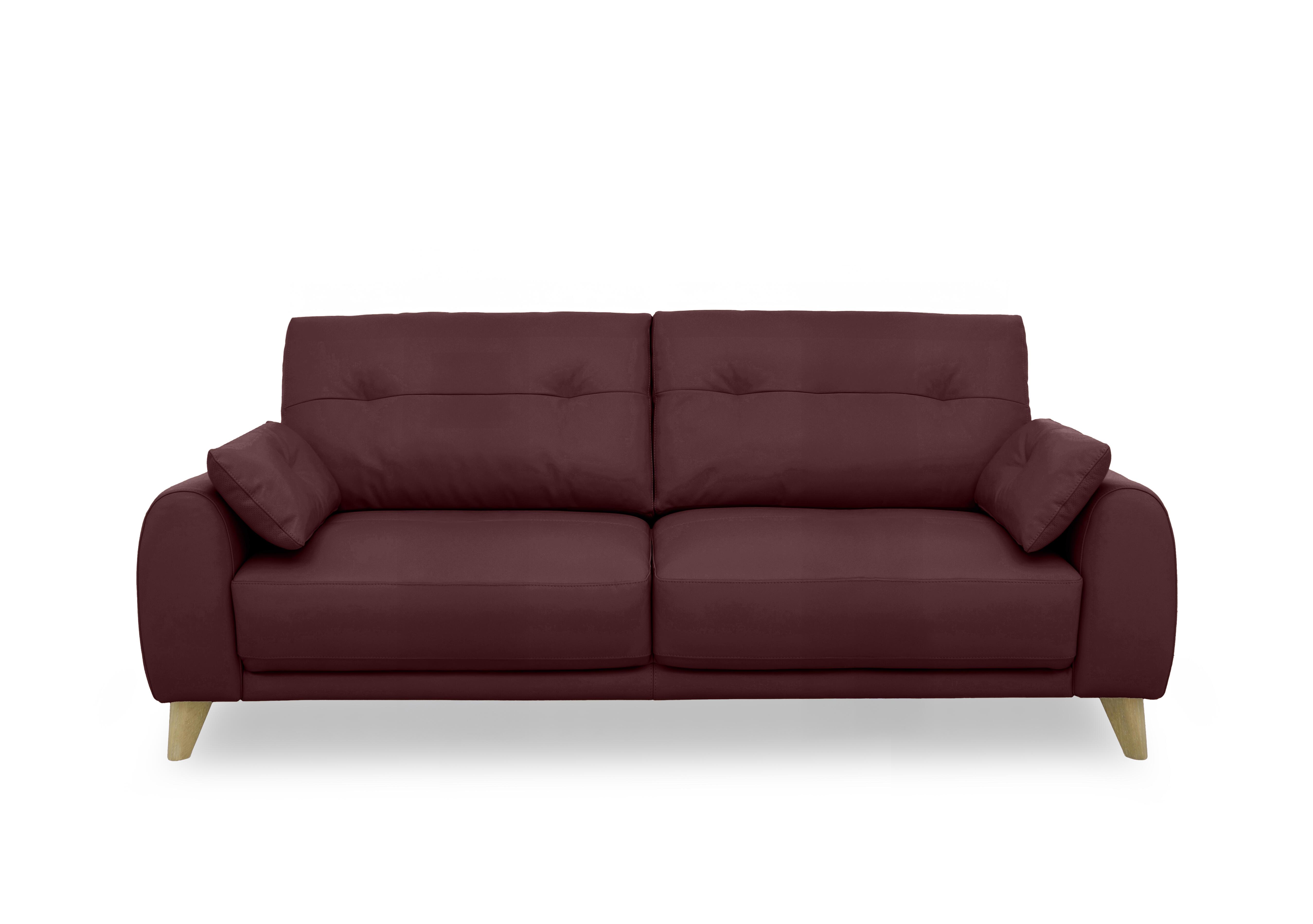 Malmo Leather 3 Seater Sofa in Bv-035c Deep Red on Furniture Village