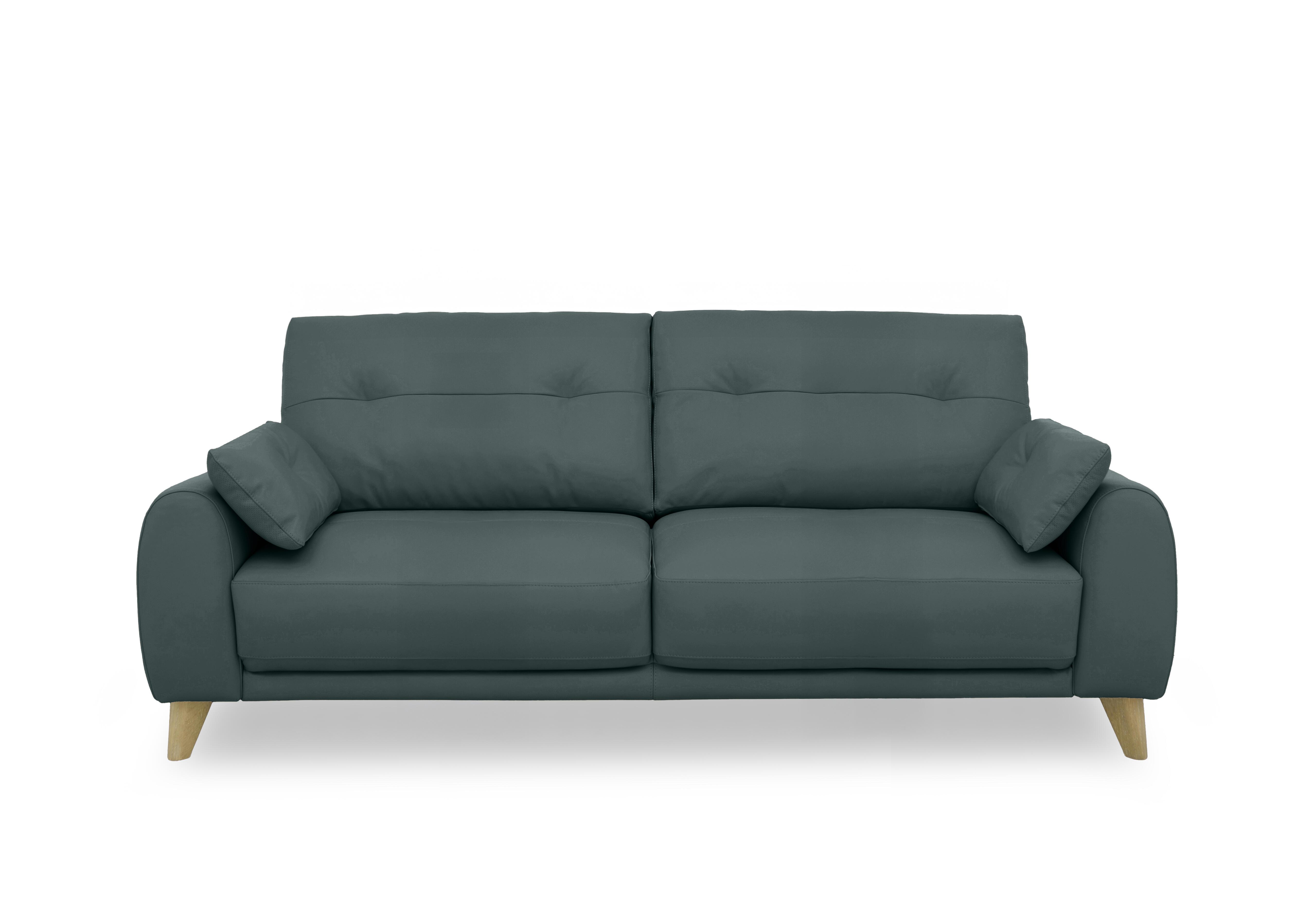 Malmo Leather 3 Seater Sofa in Bv-301e Lake Green on Furniture Village