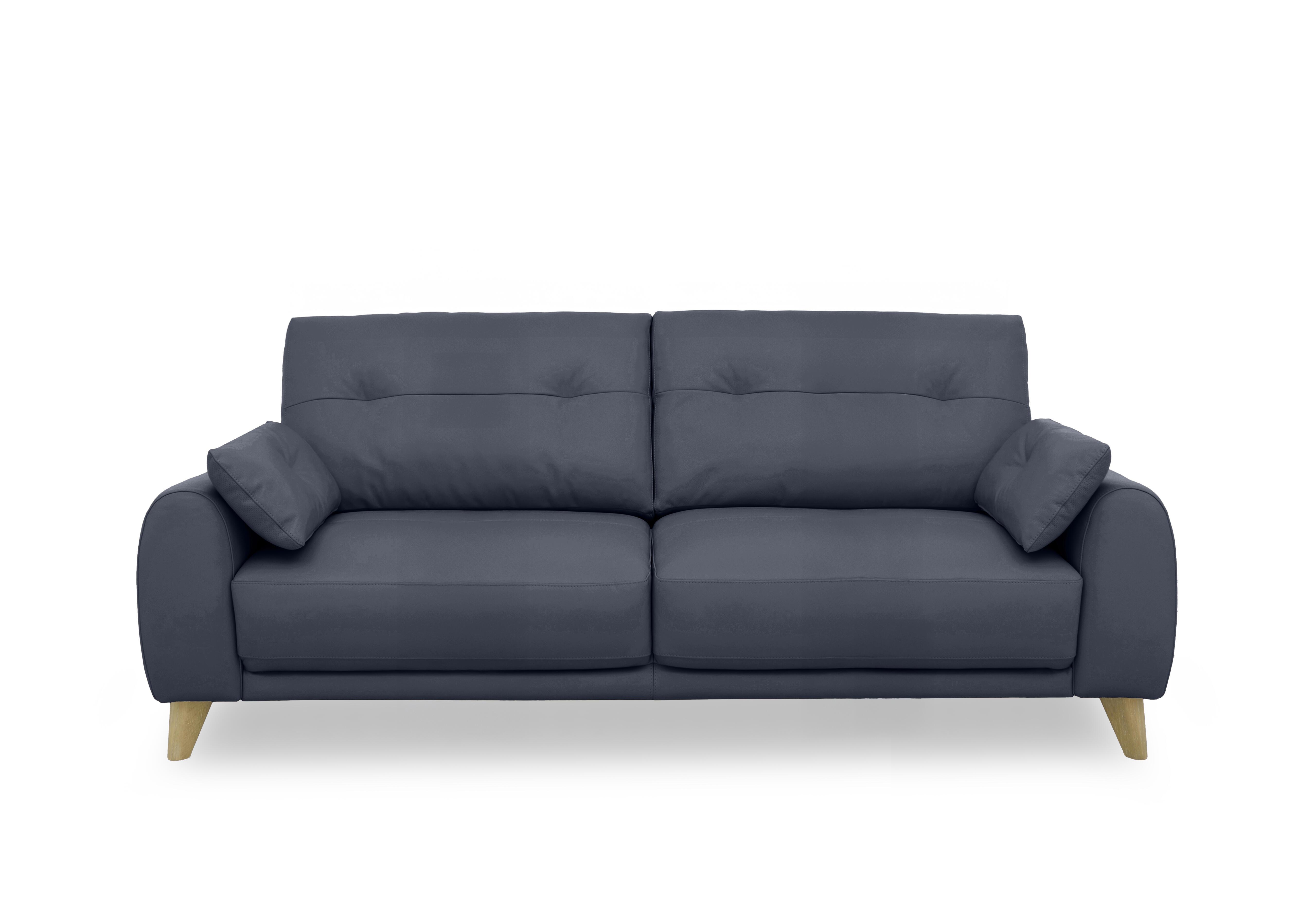 Malmo Leather 3 Seater Sofa in Bv-313e Ocean Blue on Furniture Village