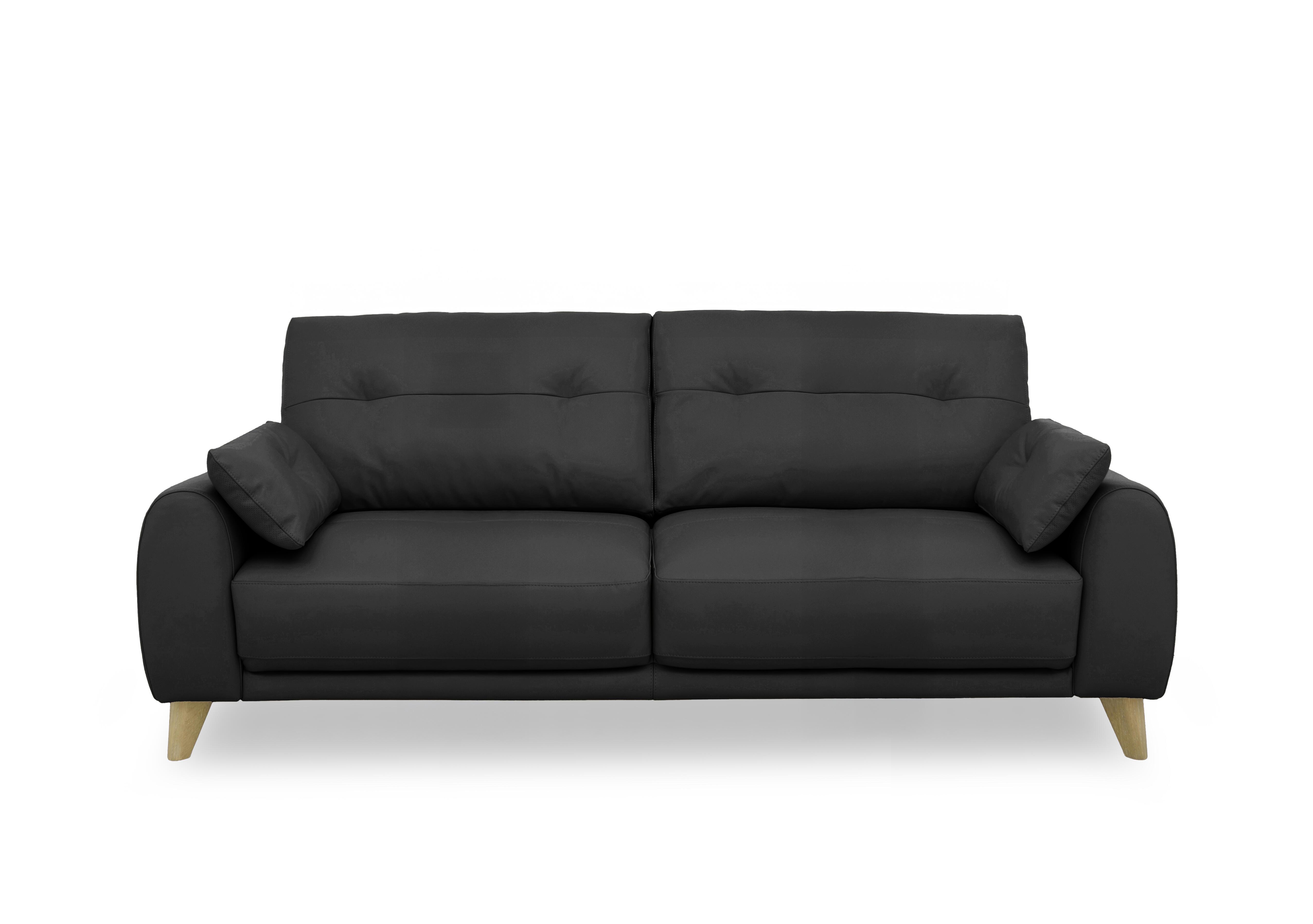 Malmo Leather 3 Seater Sofa in Bv-3500 Classic Black on Furniture Village