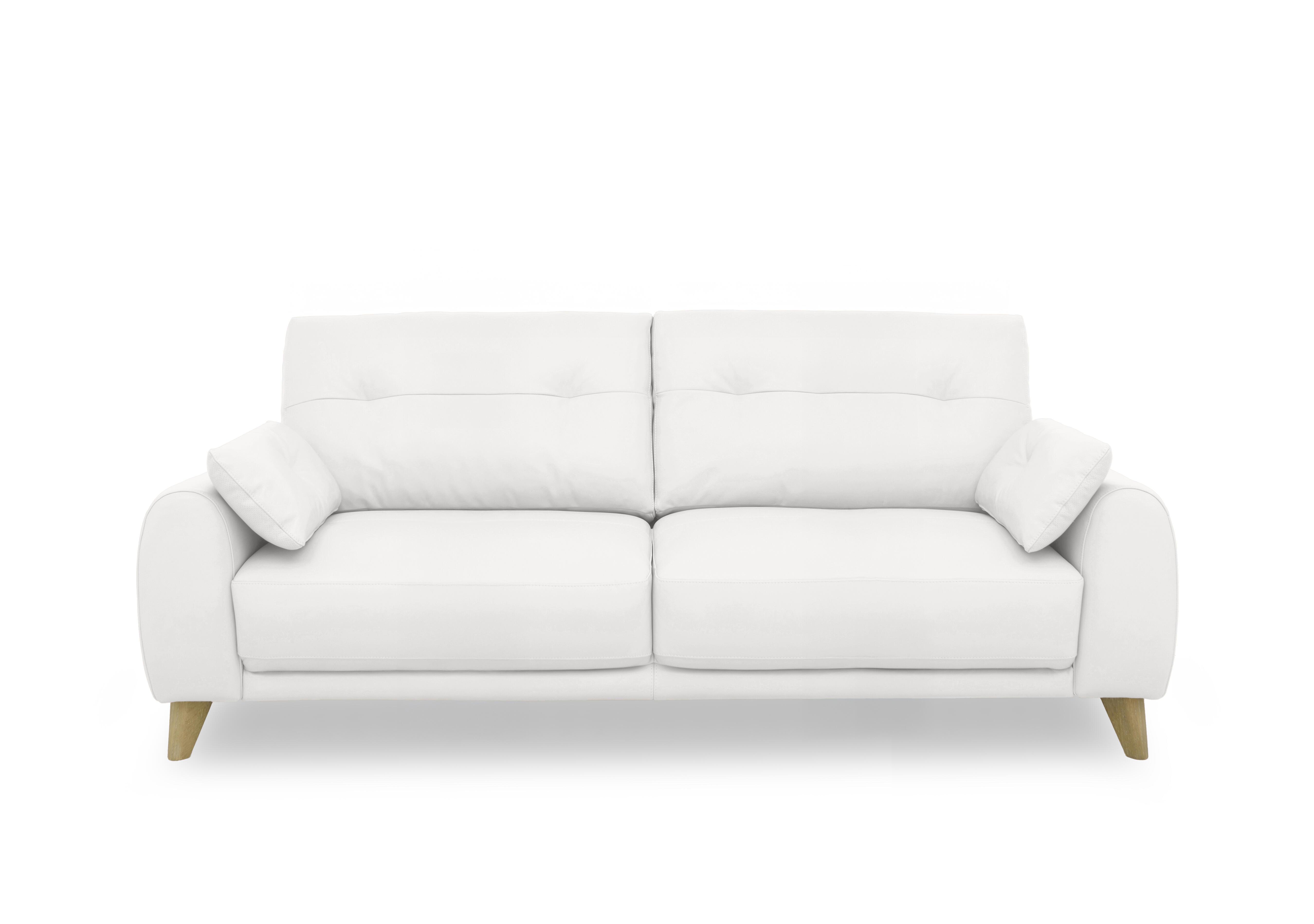 Malmo Leather 3 Seater Sofa in Bv-744d Star White on Furniture Village