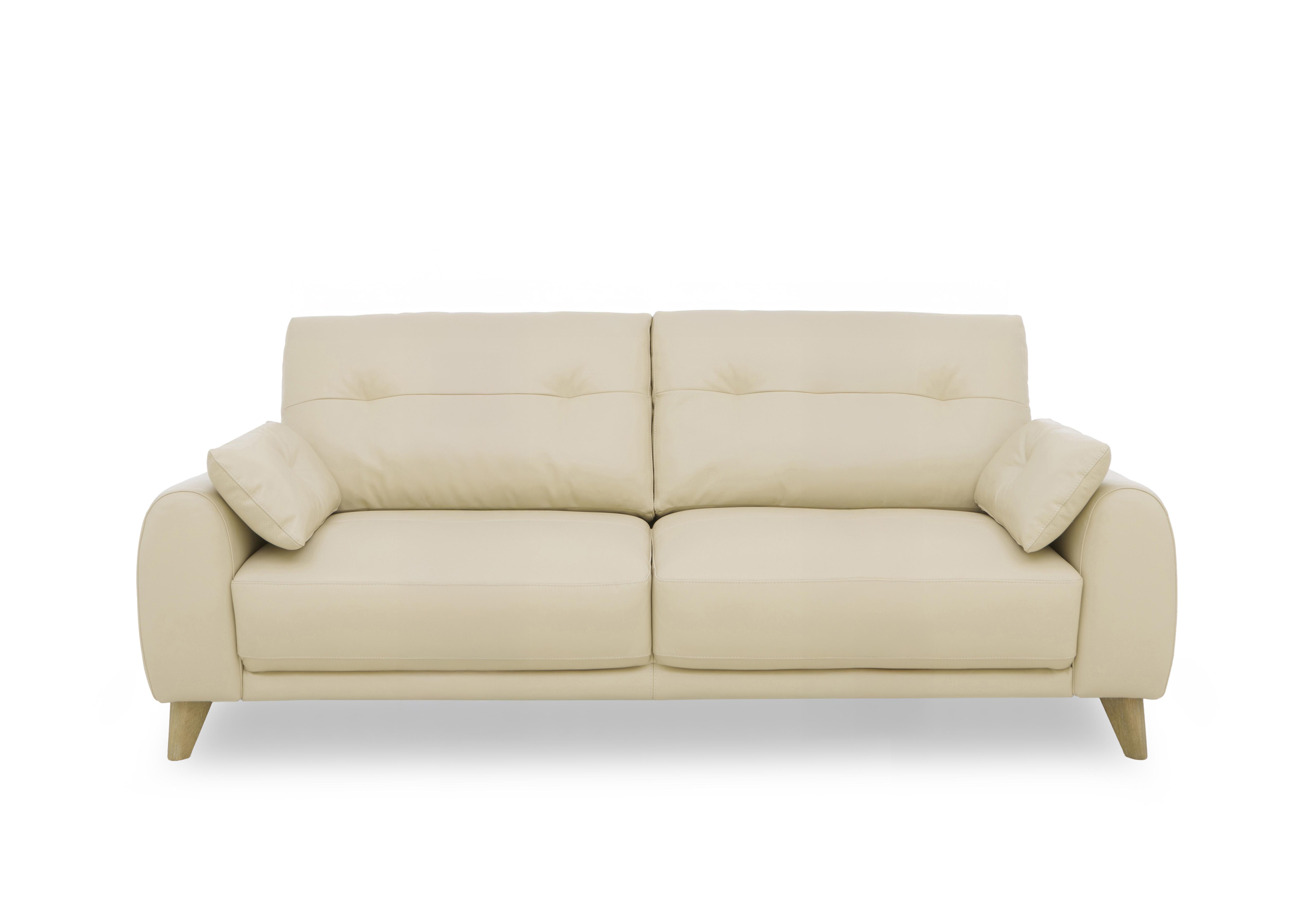 Malmo Leather 3 Seater Sofa in Bv-862c Bisque on Furniture Village