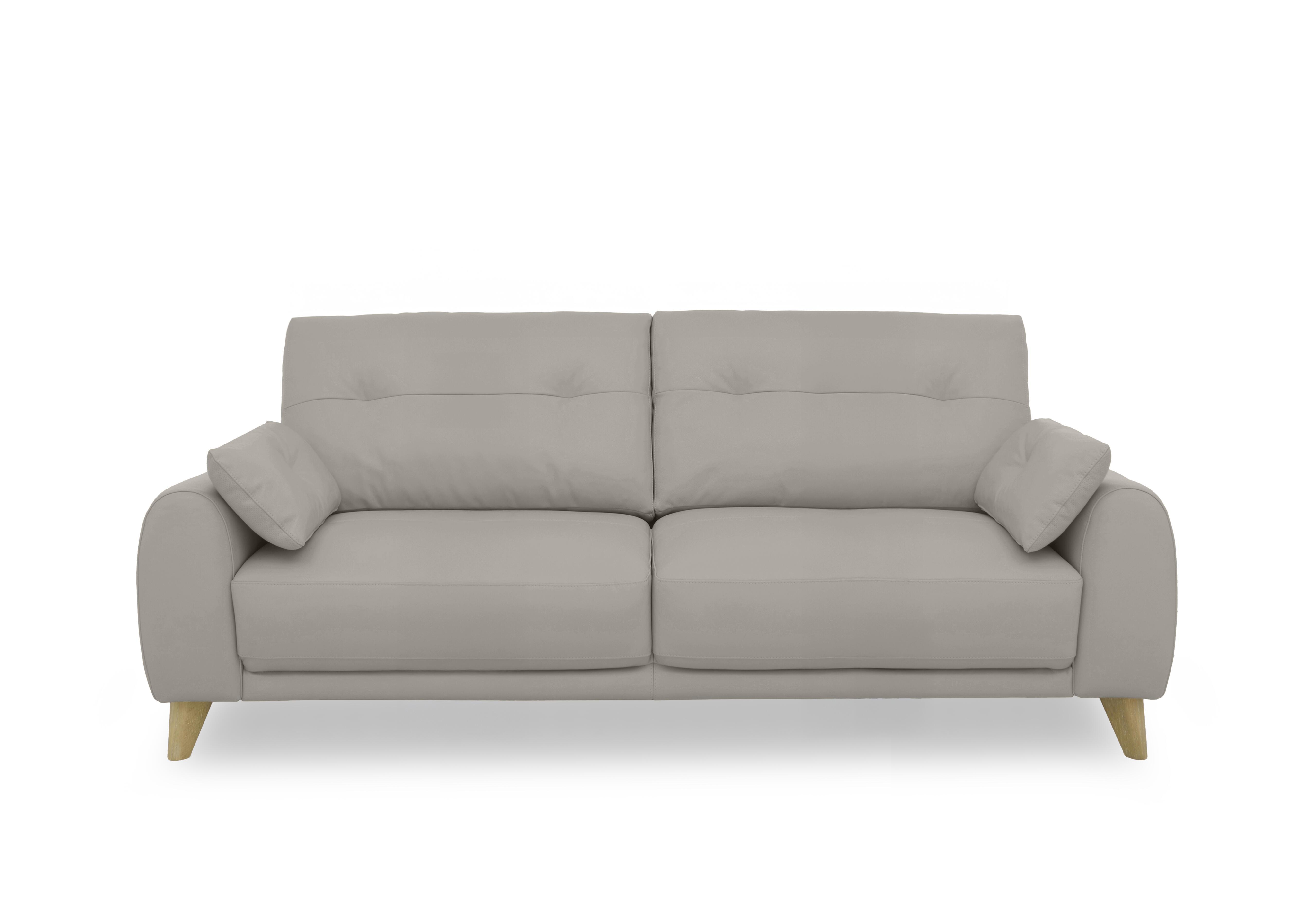 Malmo Leather 3 Seater Sofa in Bv-946b Silver Grey on Furniture Village