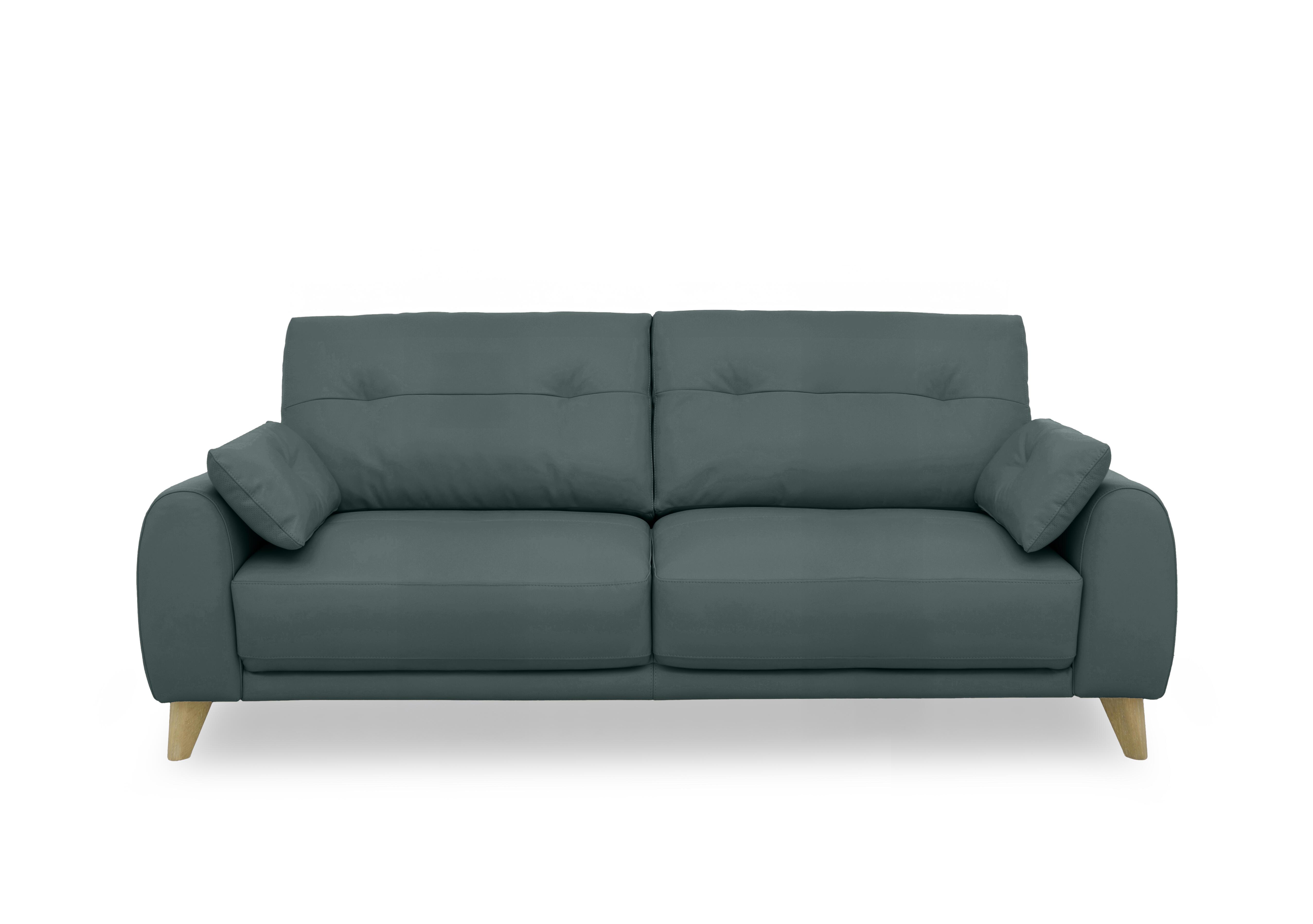 Malmo Leather 3 Seater Sofa in Nc-301e Lake Green on Furniture Village