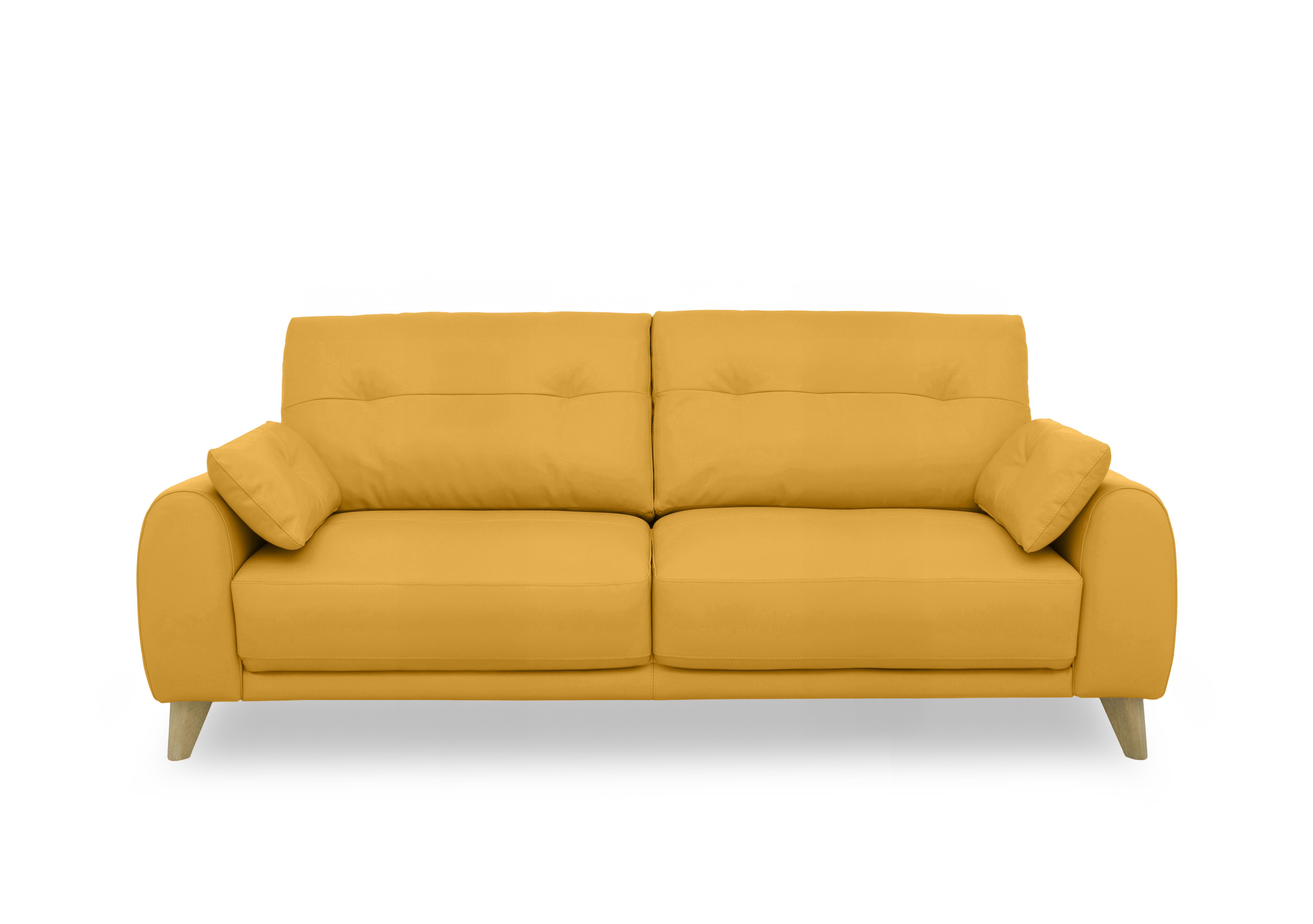 Malmo Leather 3 Seater Sofa in Nc-303e Sunflower on Furniture Village