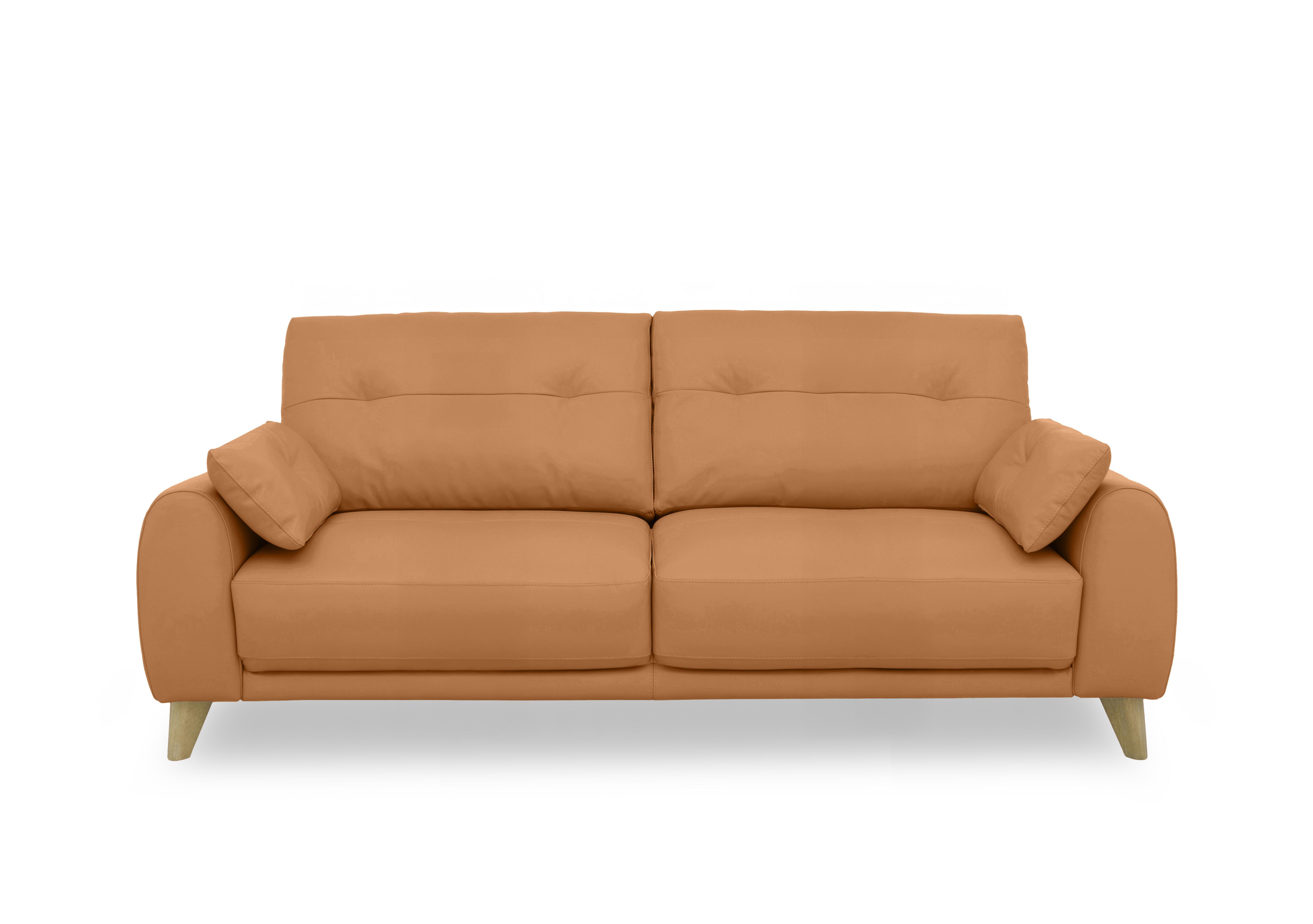 Malmo Leather 3 Seater Sofa in Nc-335e Honey Yellow on Furniture Village