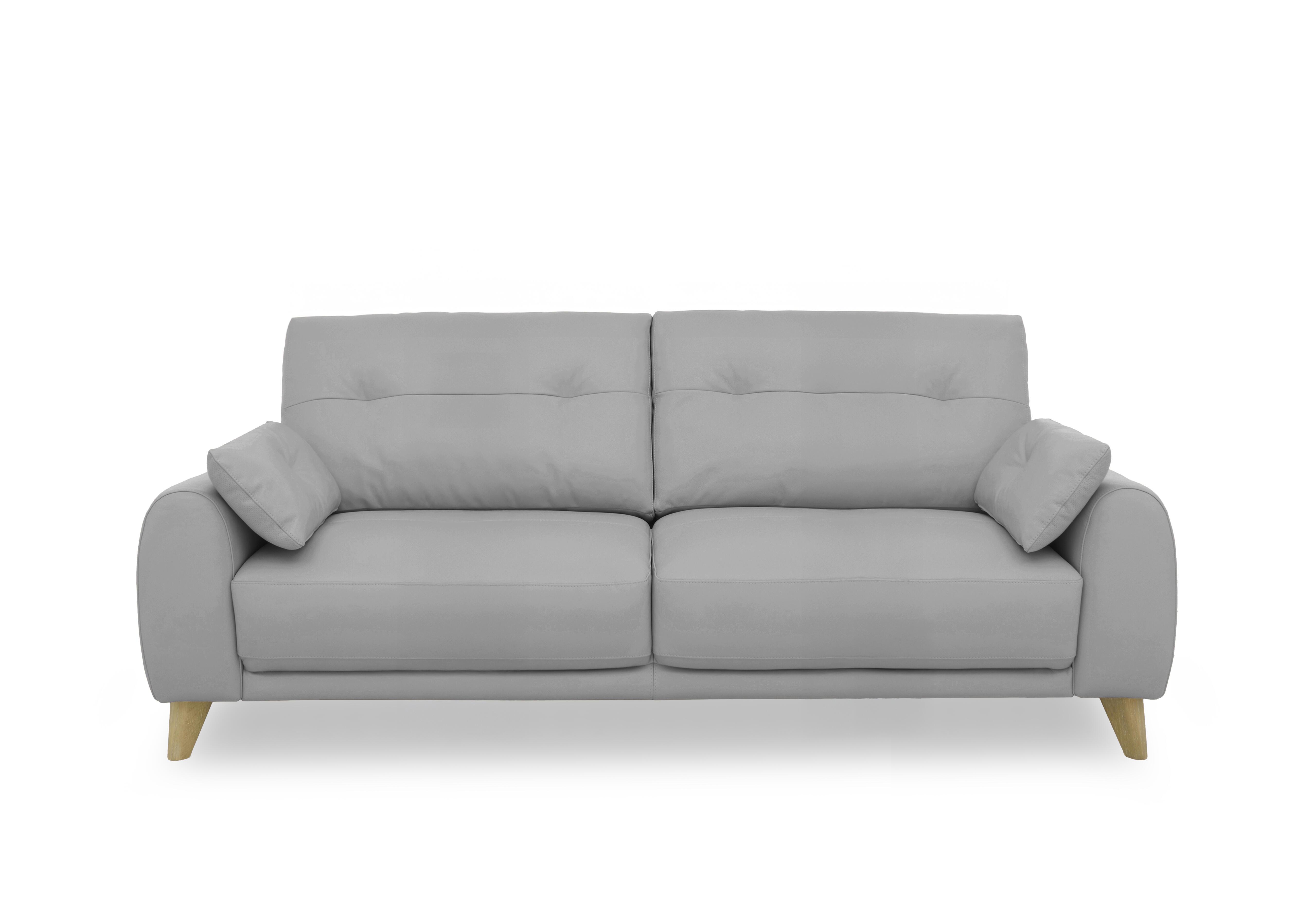 Malmo Leather 3 Seater Sofa in Nw-516e Light Grey on Furniture Village