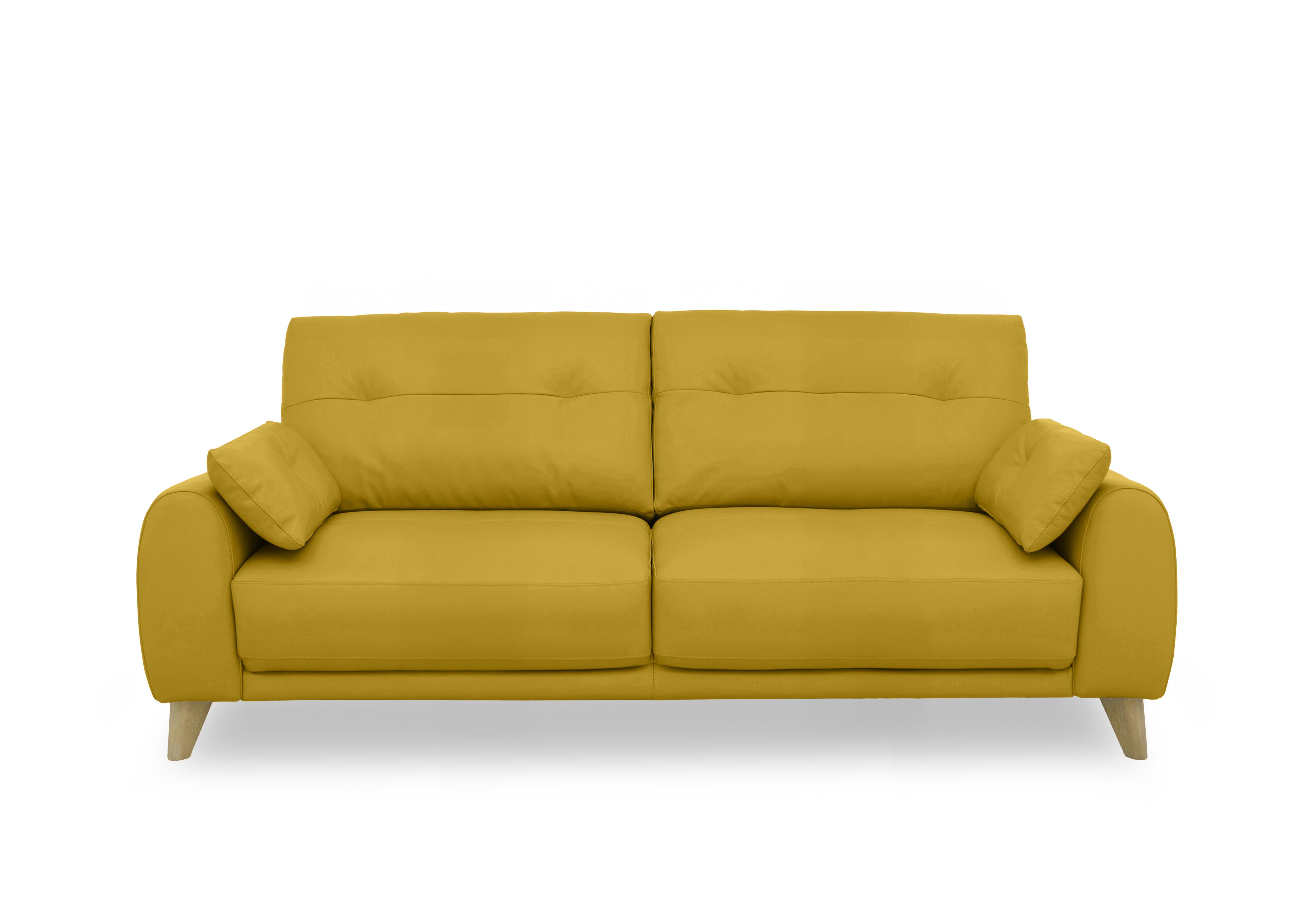 Malmo Leather 3 Seater Sofa in Nw-663e Yellow on Furniture Village