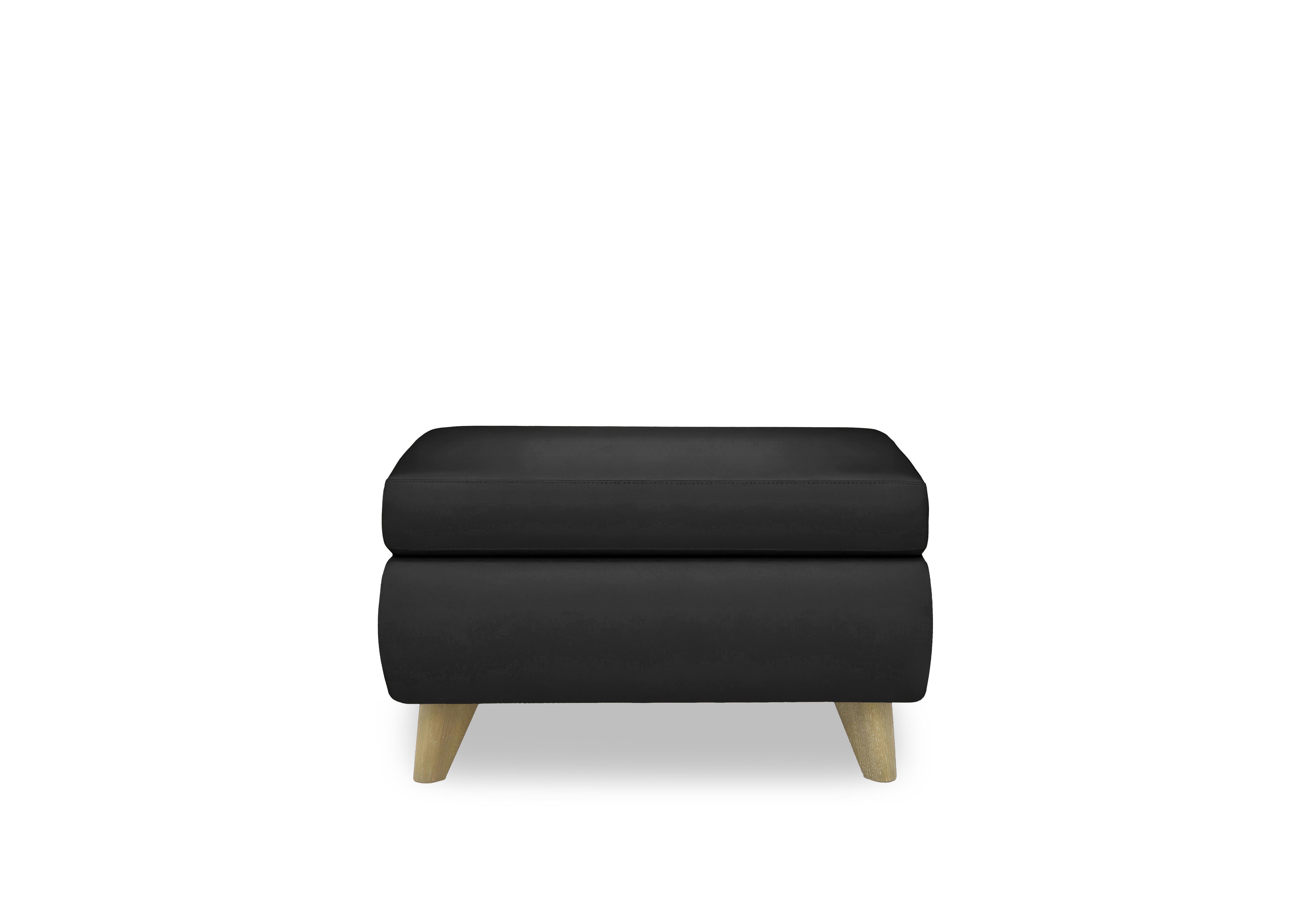Malmo Leather Coffee Table Storage Footstool in Bv-3500 Classic Black on Furniture Village