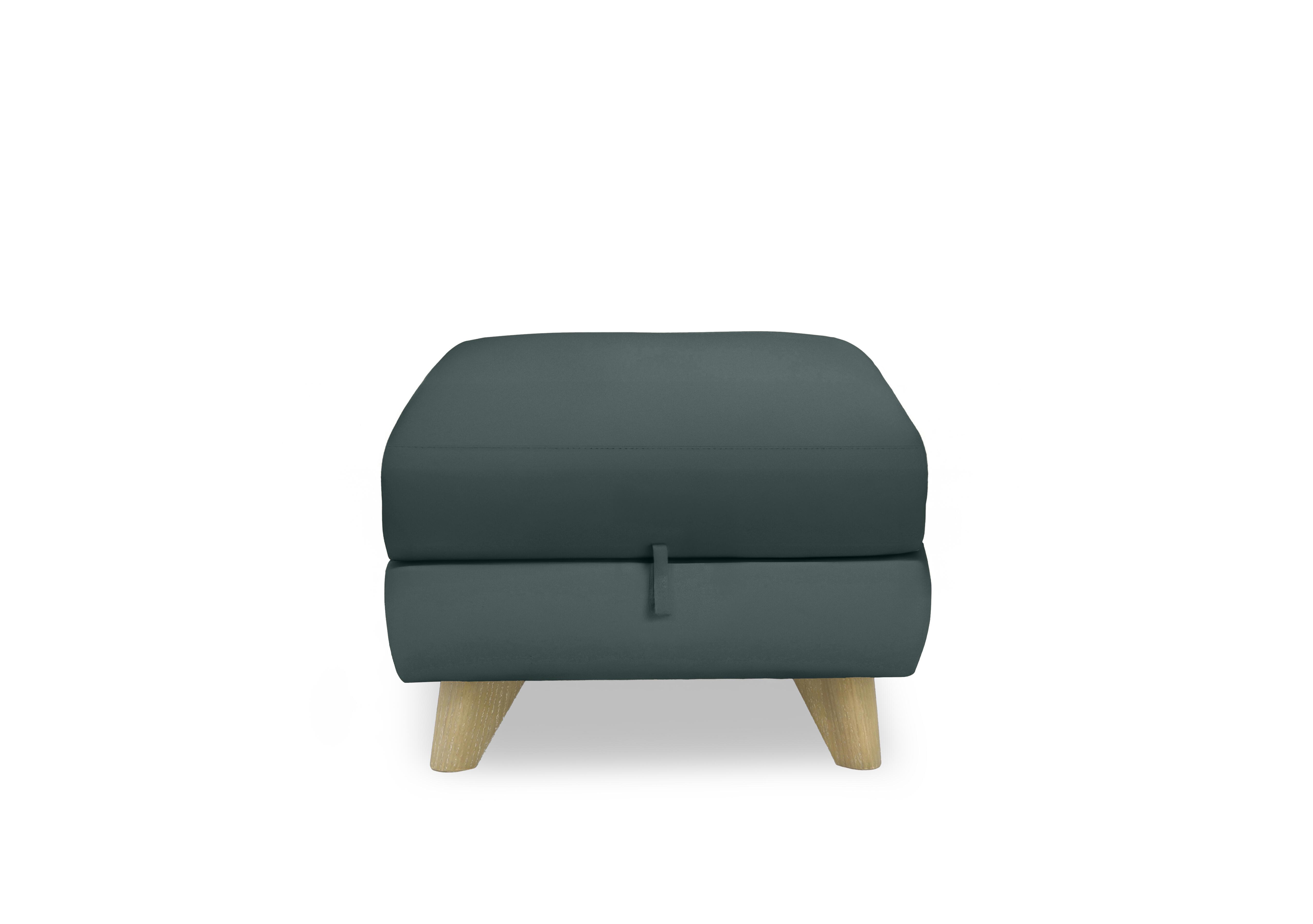 Malmo Leather Storage Footstool in Bv-301e Lake Green on Furniture Village