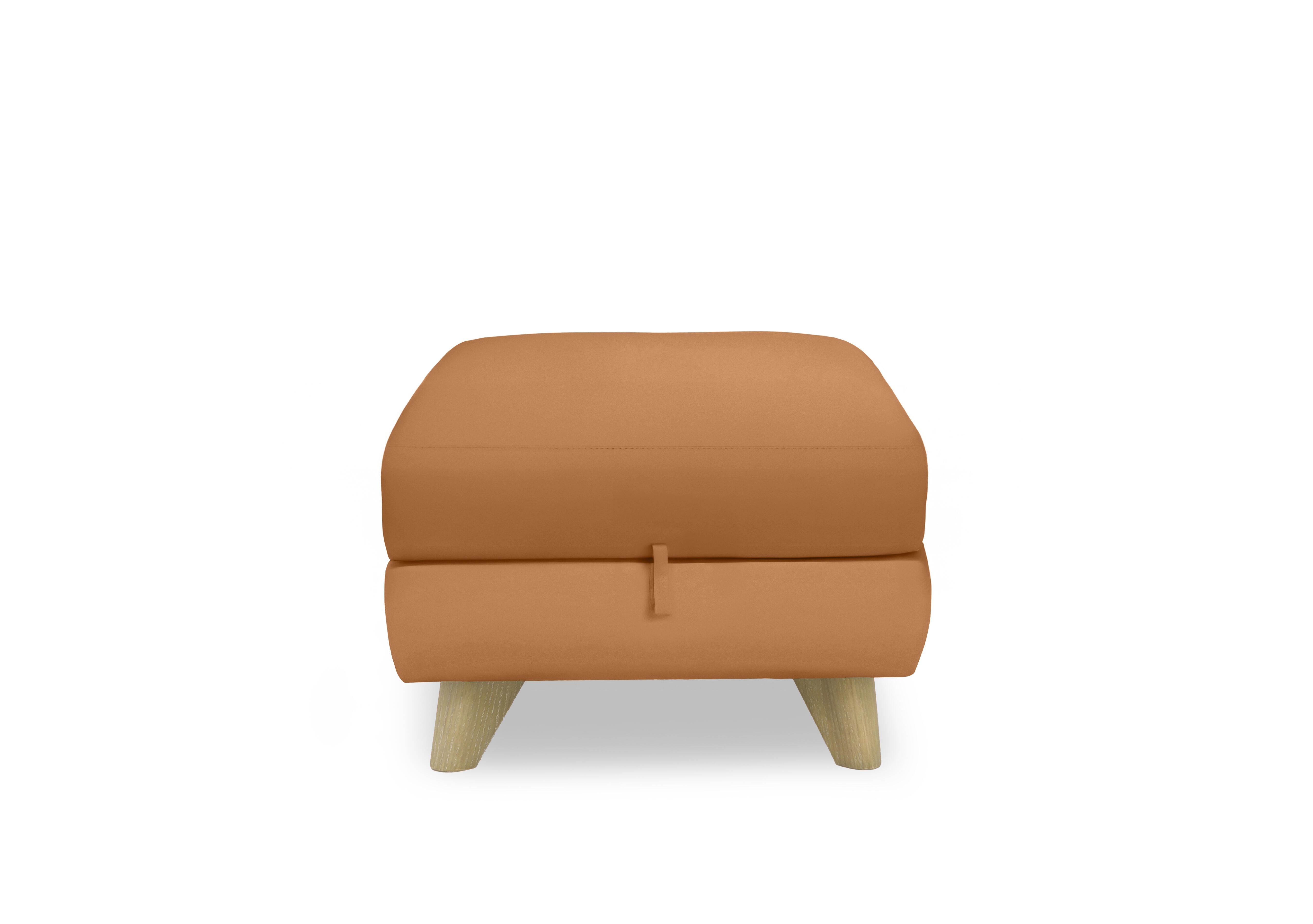 Malmo Leather Storage Footstool in Bv-335e Honey Yellow on Furniture Village