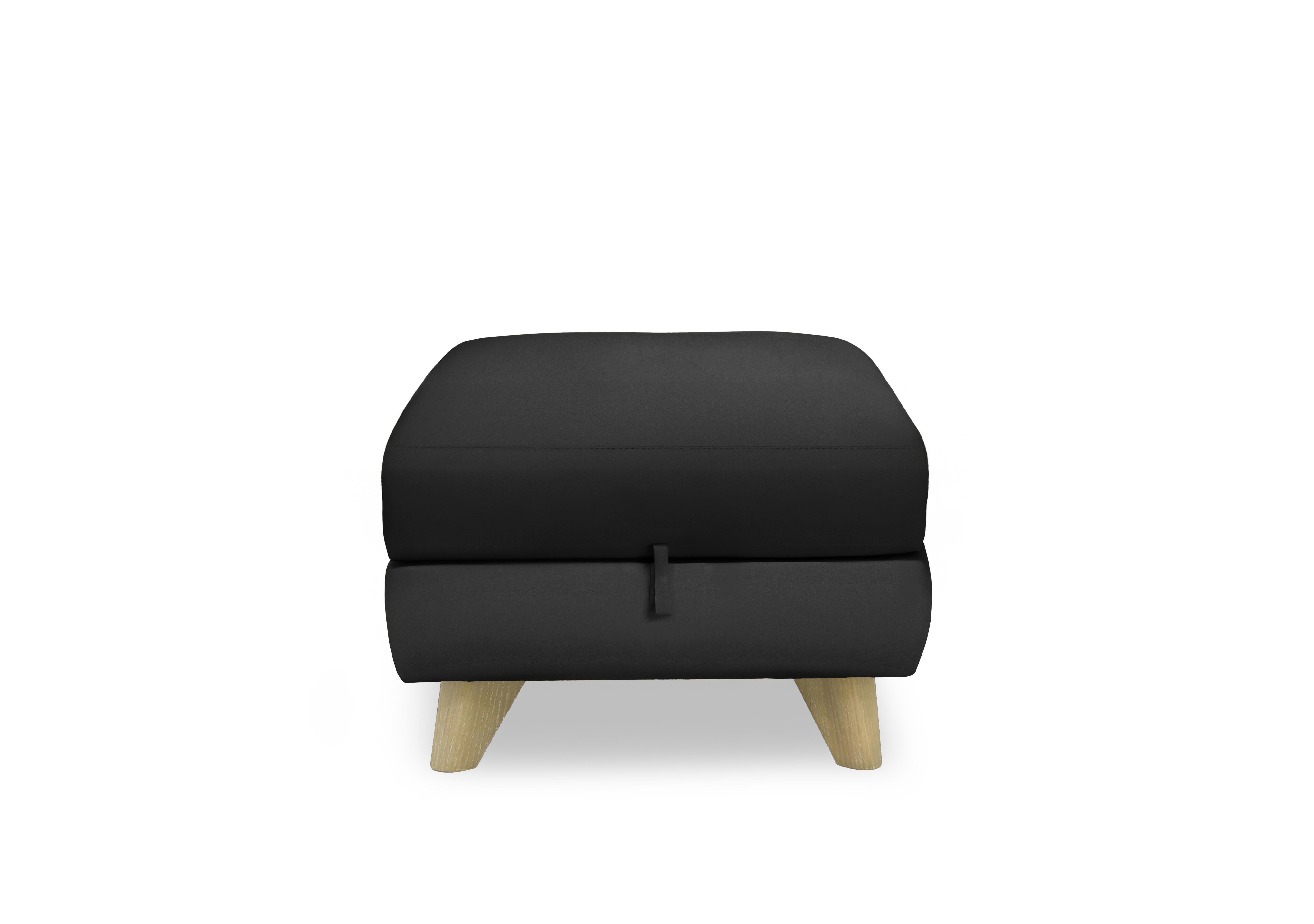 Malmo Leather Storage Footstool in Bv-3500 Classic Black on Furniture Village