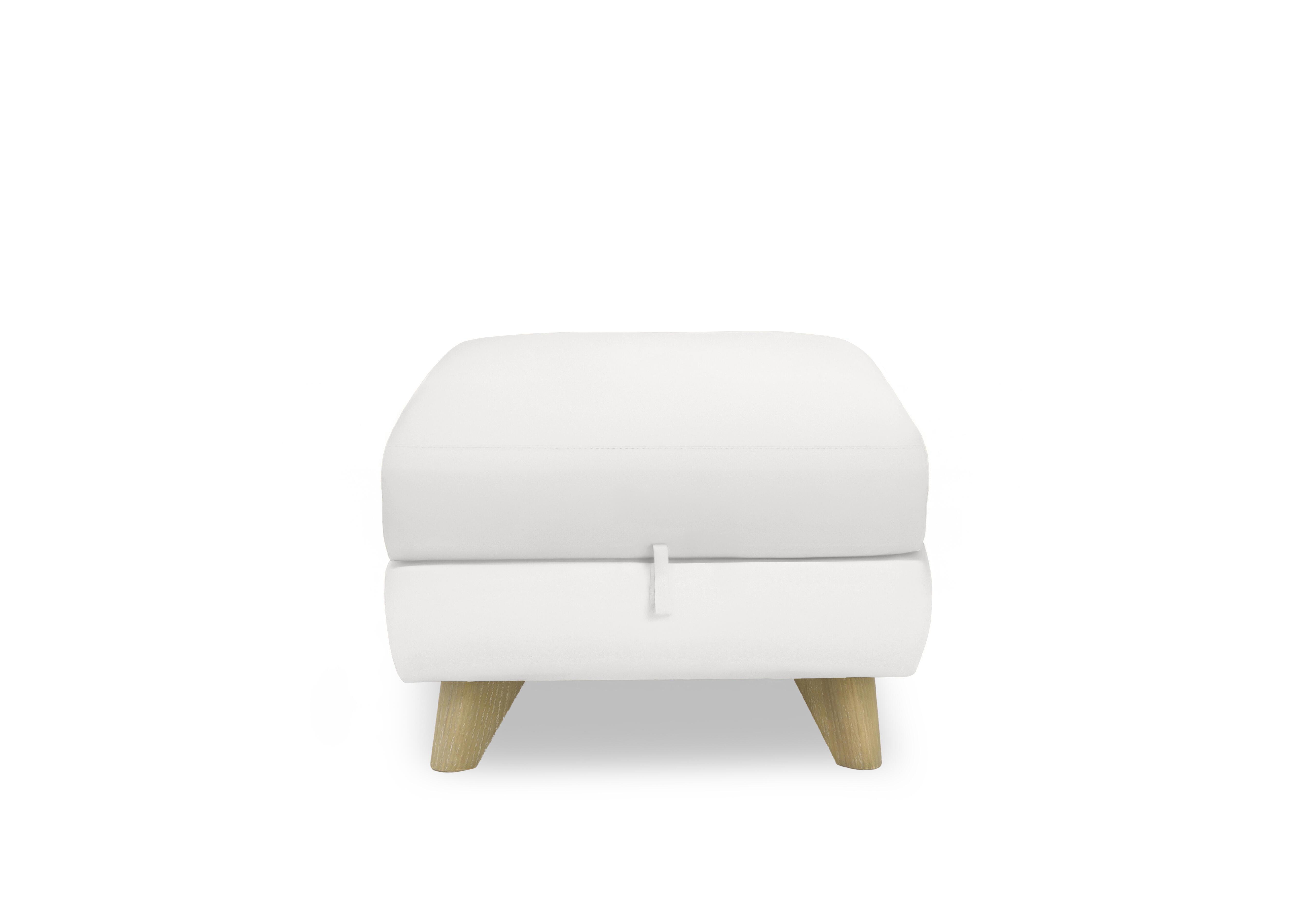 Malmo Leather Storage Footstool in Bv-744d Star White on Furniture Village