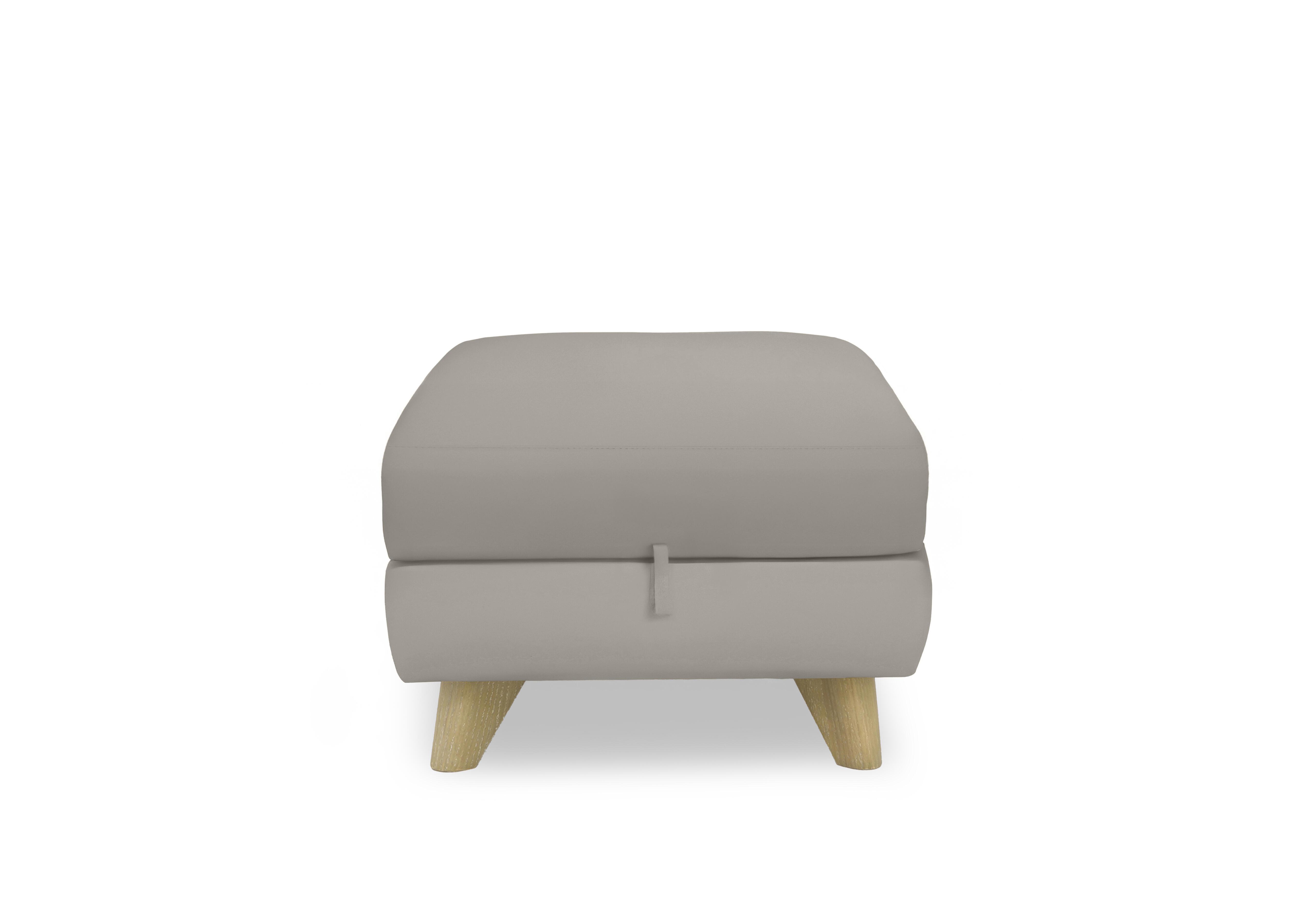 Malmo Leather Storage Footstool in Bv-946b Silver Grey on Furniture Village