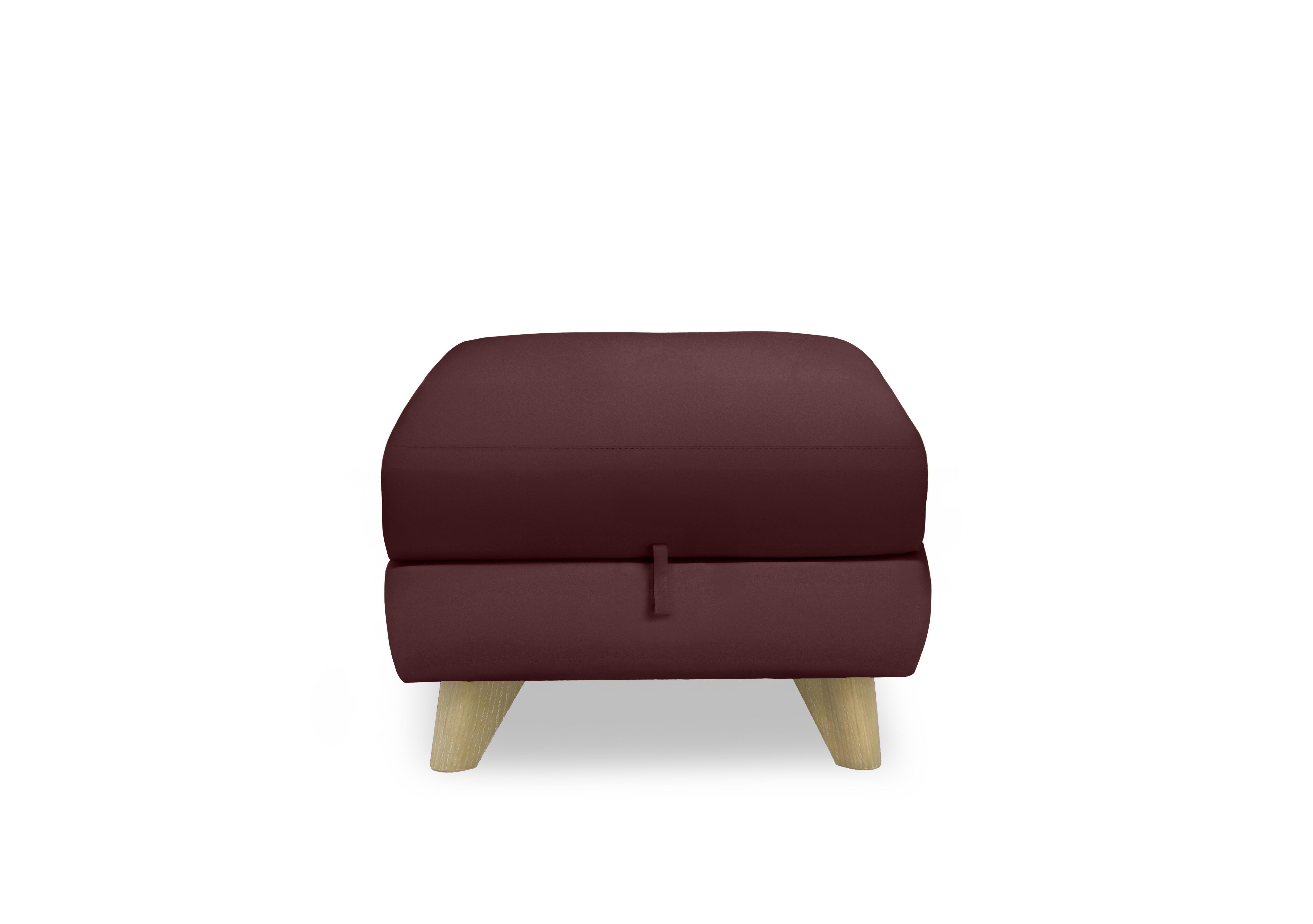 Malmo Leather Storage Footstool in Nc-035c Deep Red on Furniture Village