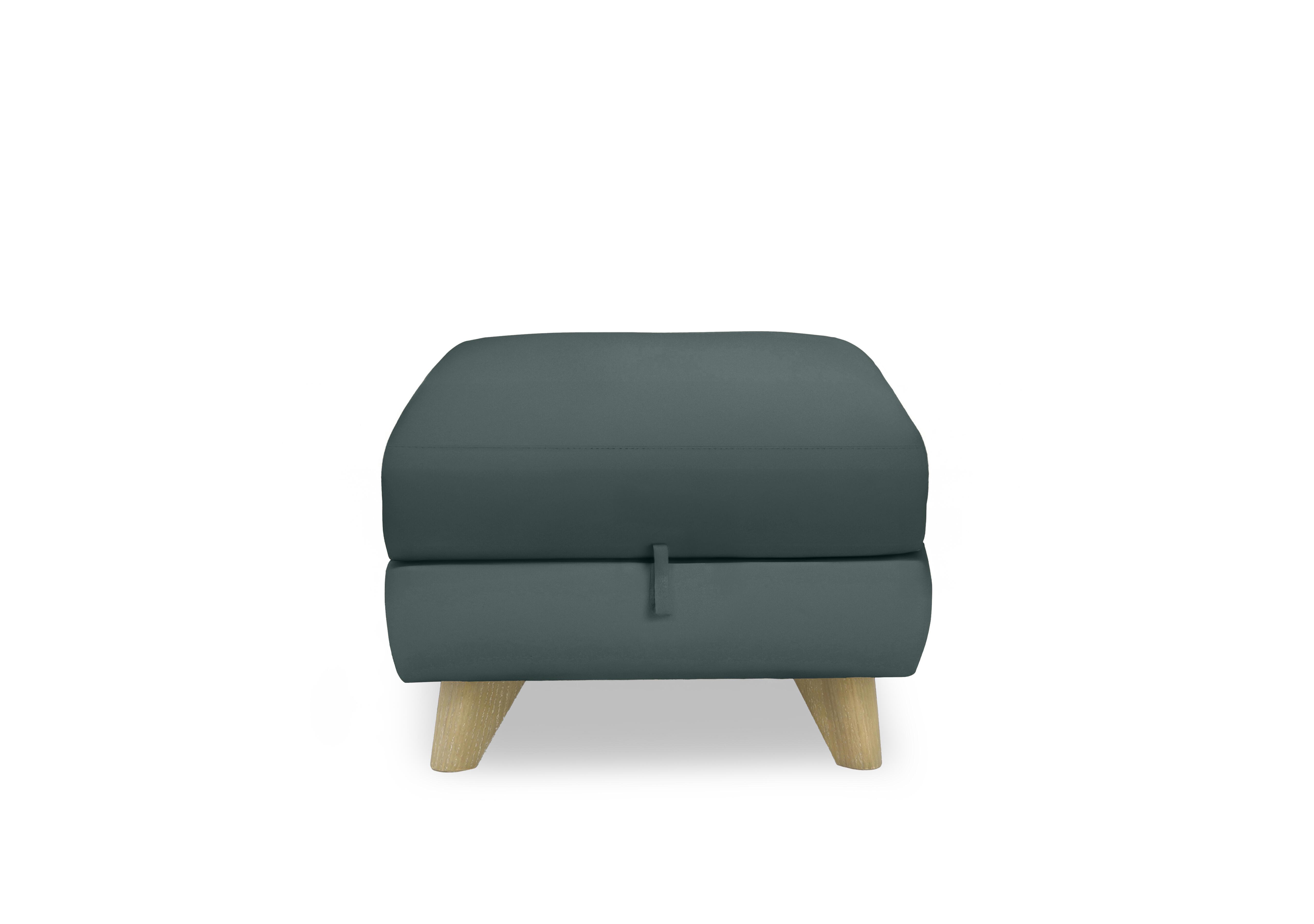 Malmo Leather Storage Footstool in Nc-301e Lake Green on Furniture Village