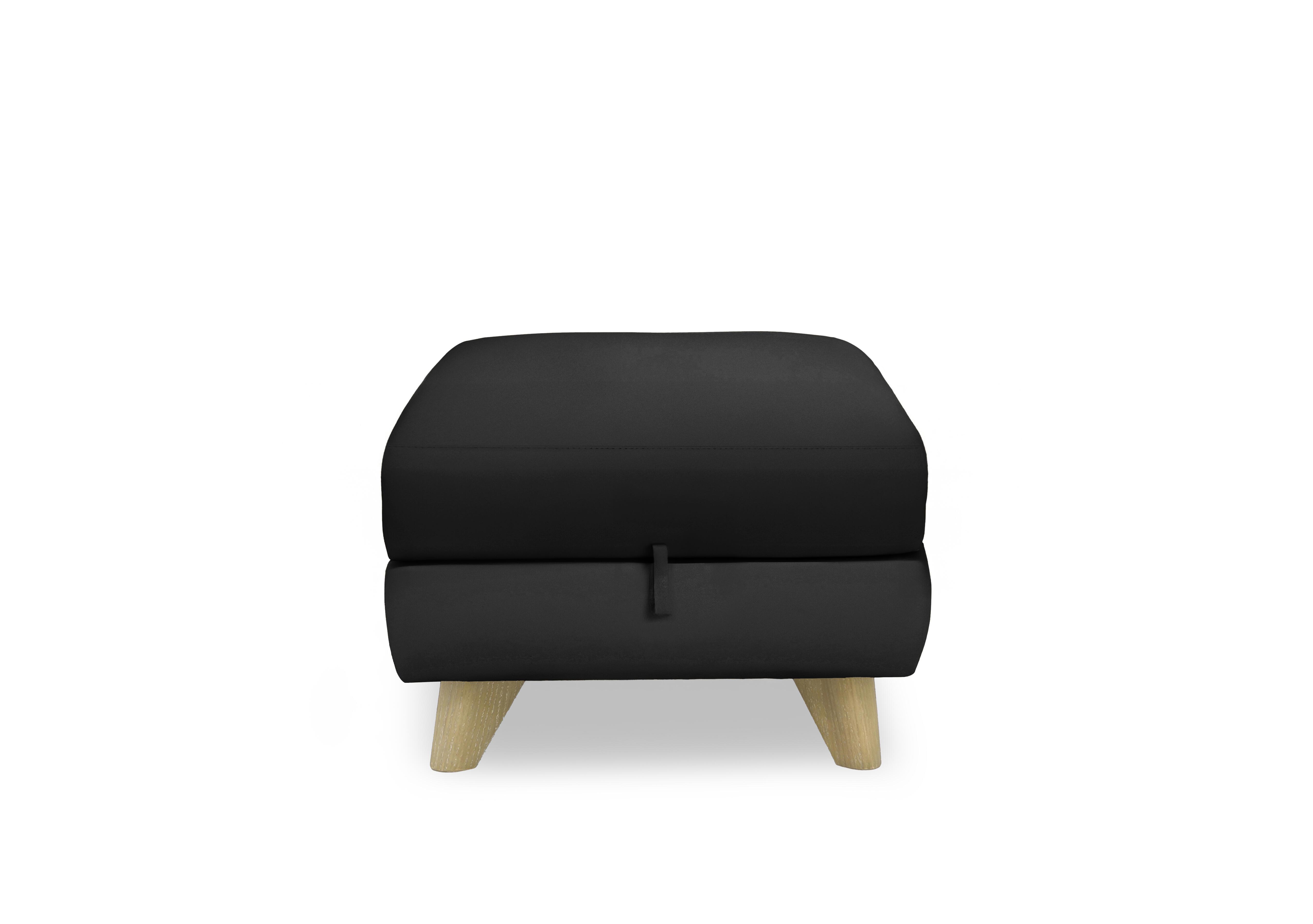 Malmo Leather Storage Footstool in Nw-520e Black on Furniture Village