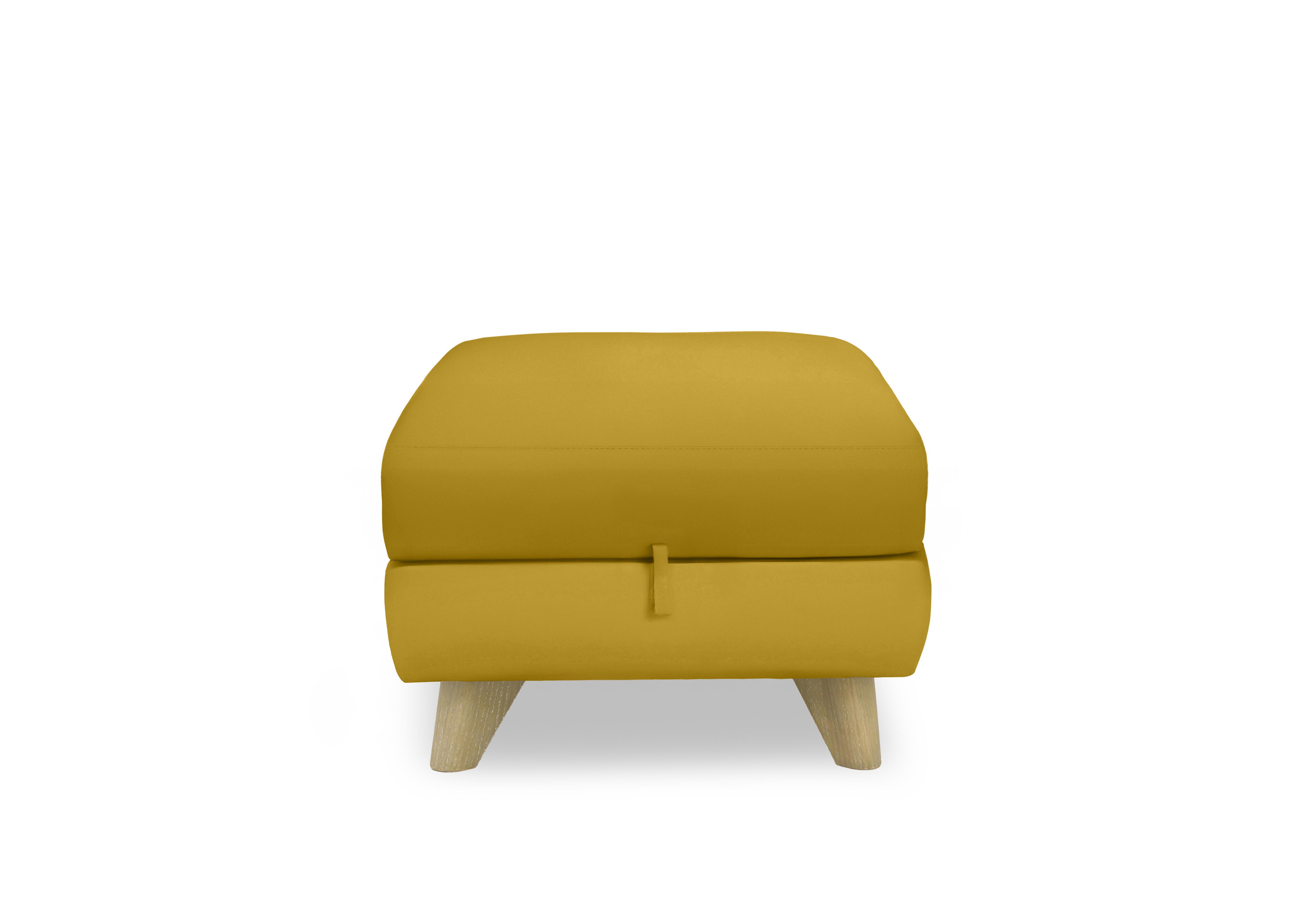 Malmo Leather Storage Footstool in Nw-663e Yellow on Furniture Village