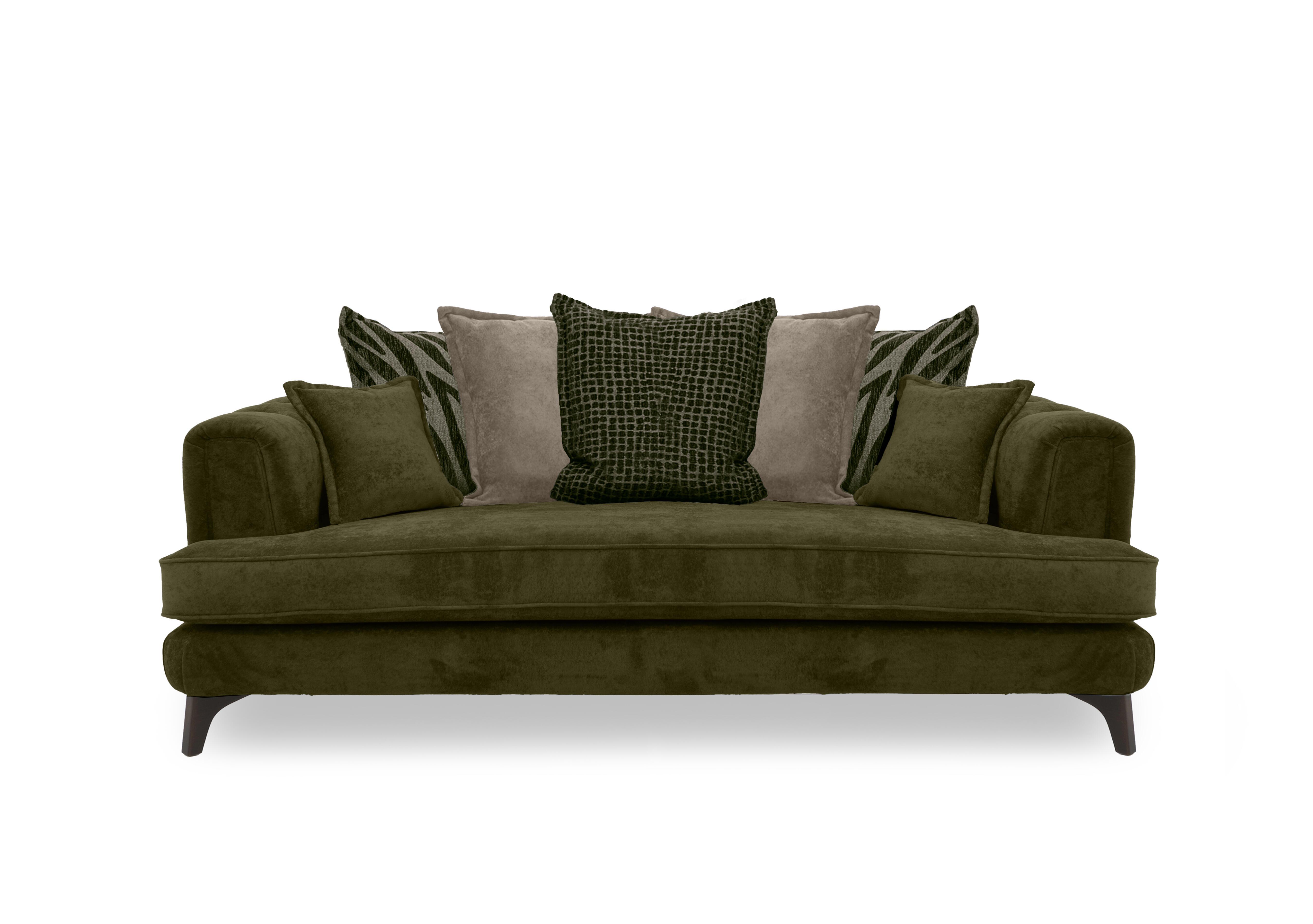 Farrah 4 Seater Scatter Back Sofa in Riga Khaki - Zena Green Dw on Furniture Village