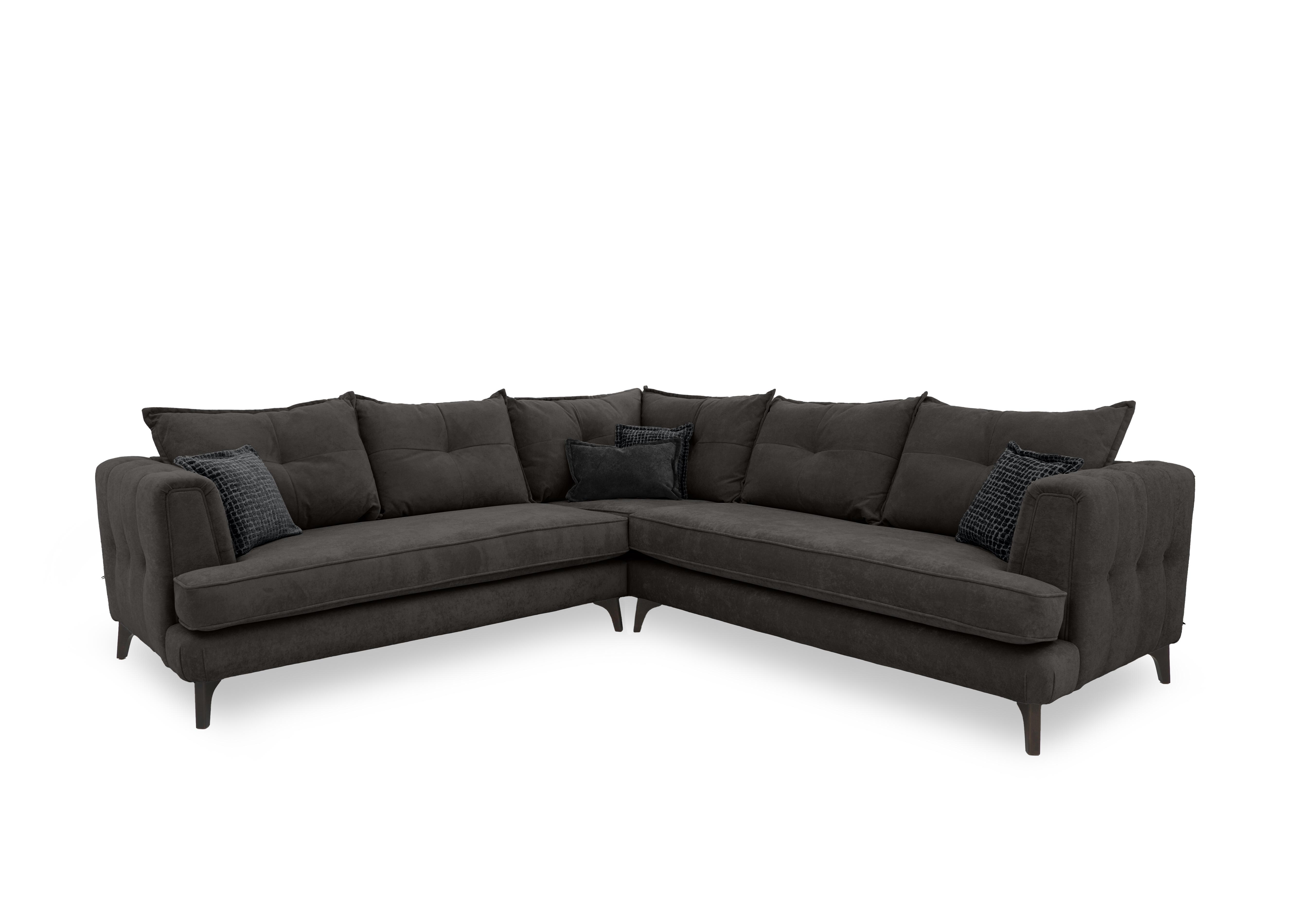 Farrah Large Classic Back Corner Sofa in Riga Asphalt - Zena Black Dw on Furniture Village