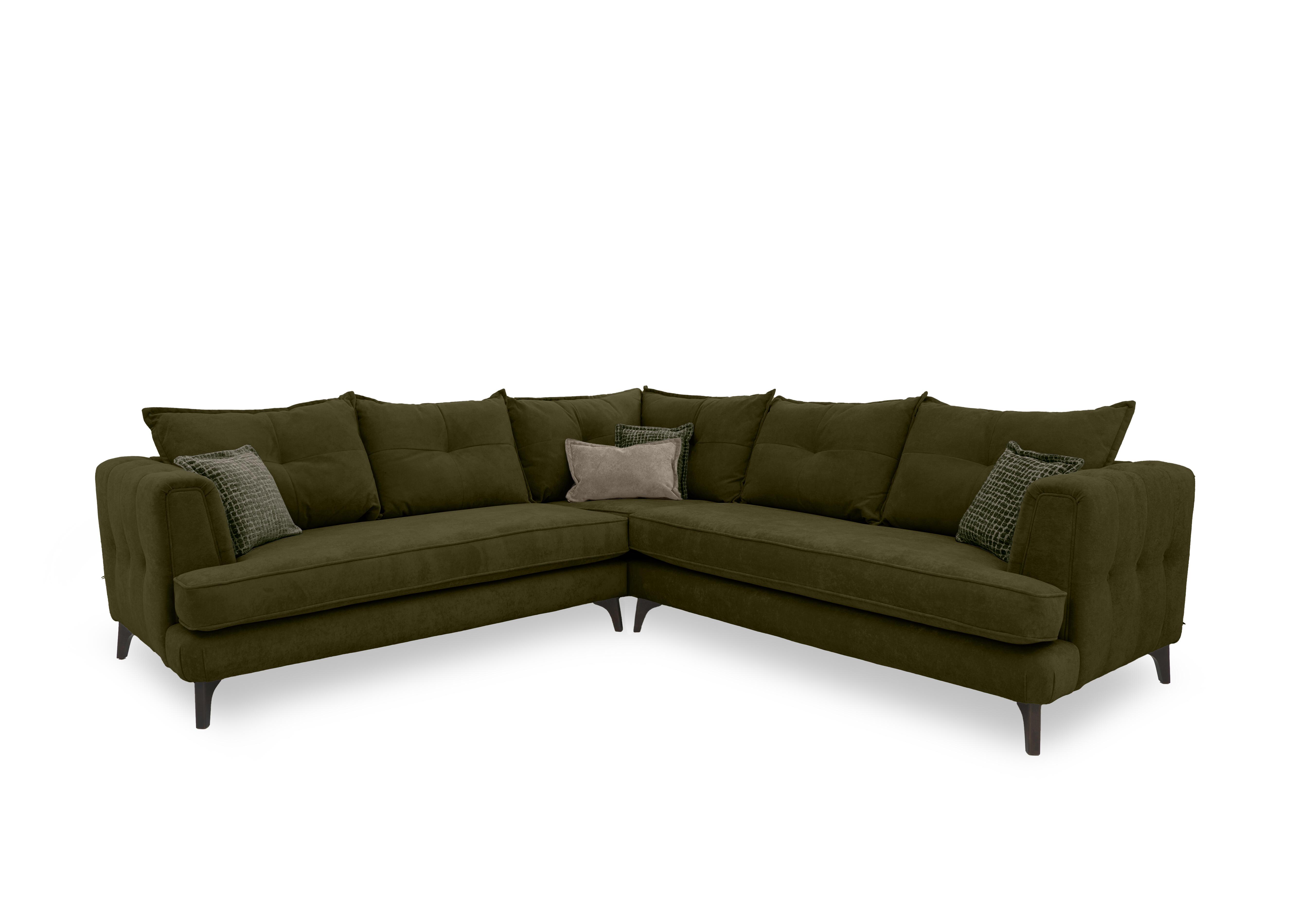 Farrah Large Classic Back Corner Sofa in Riga Khaki - Zena Green Dw on Furniture Village