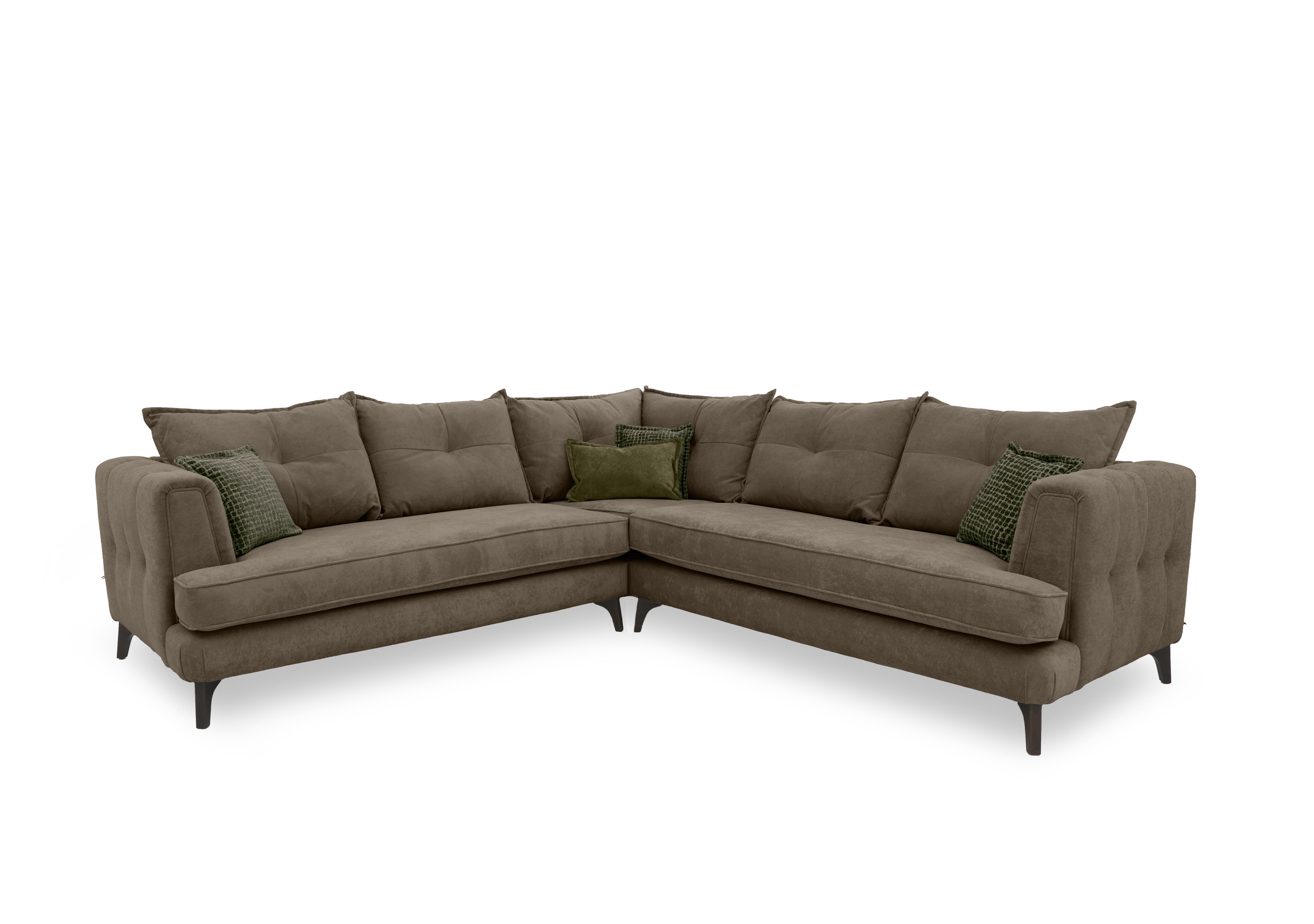 Farrah Large Classic Back Corner Sofa in Riga Mink - Zena Green Dw on Furniture Village