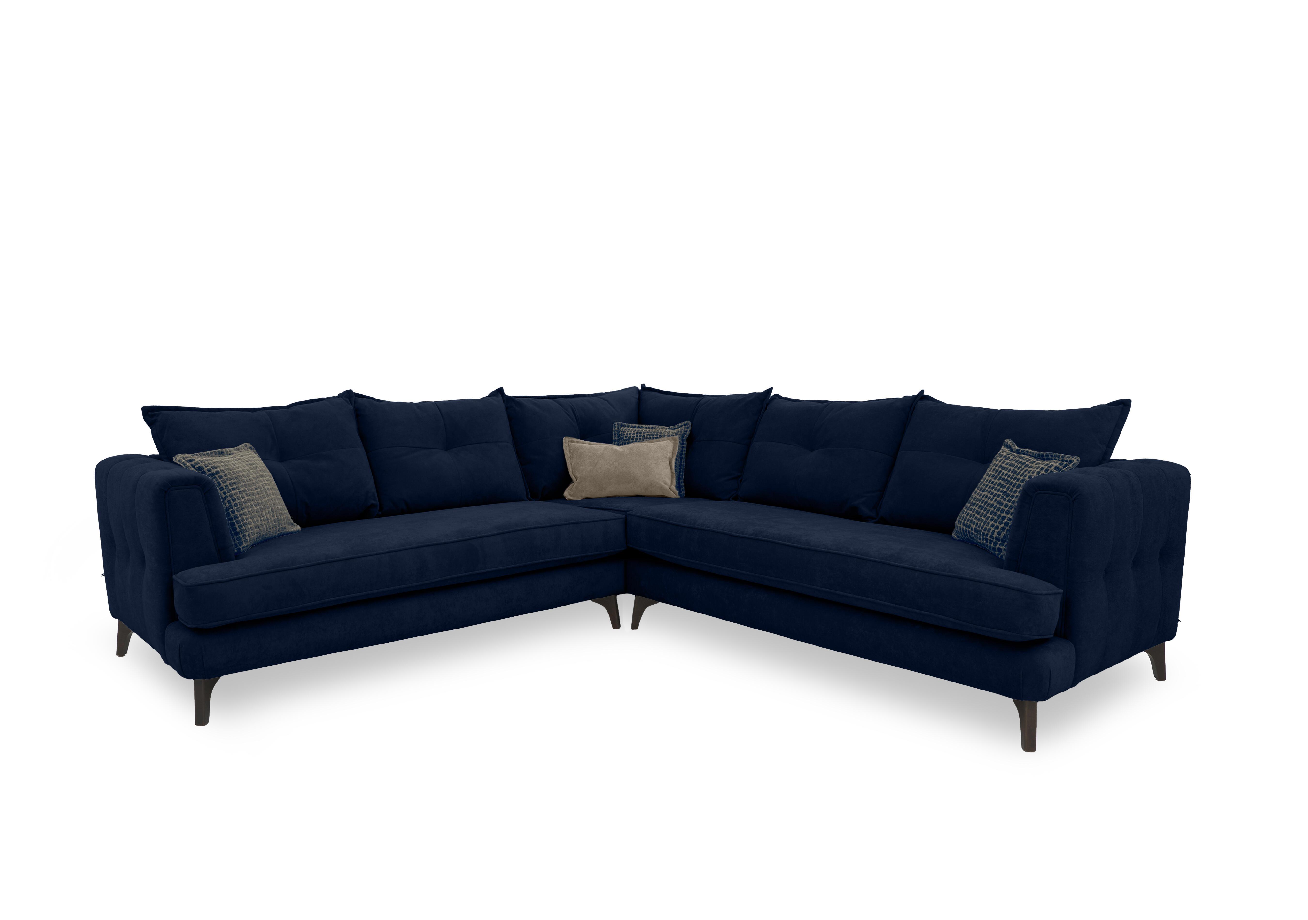 Farrah Large Classic Back Corner Sofa in Riga Navy - Zena Blue Dw on Furniture Village